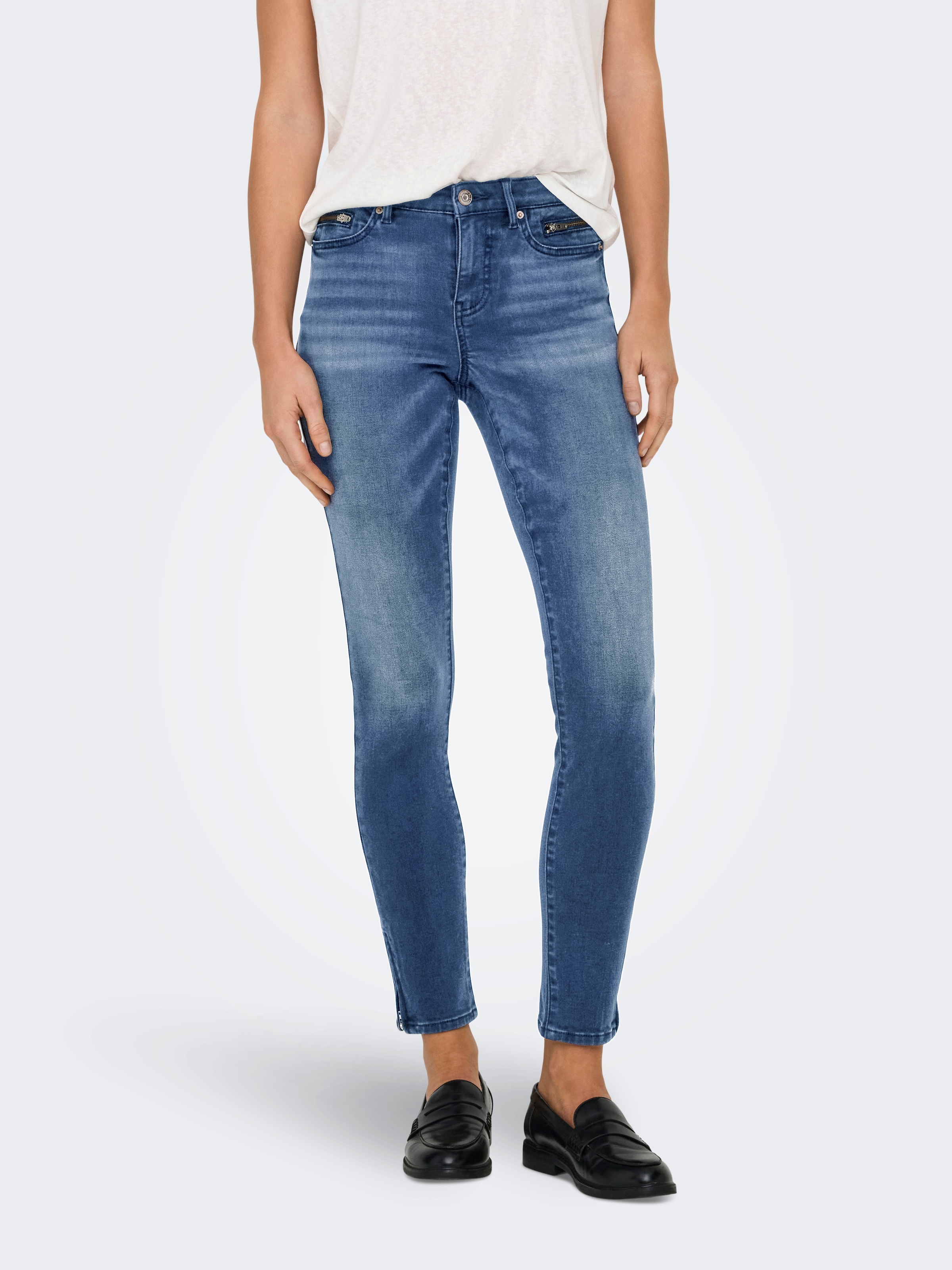 ONLY Skinny-fit-Jeans »ONLWAUW MW ZIP SK ANK DNM BOX«