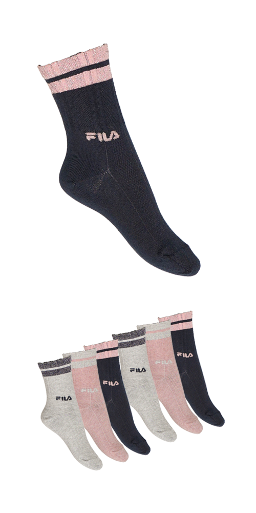 Fila Basicsocken »JUNIOR GIRL NORMAL PLAIN SOCKS« 6 Paar tlg. mit kontrastfarbigen Details