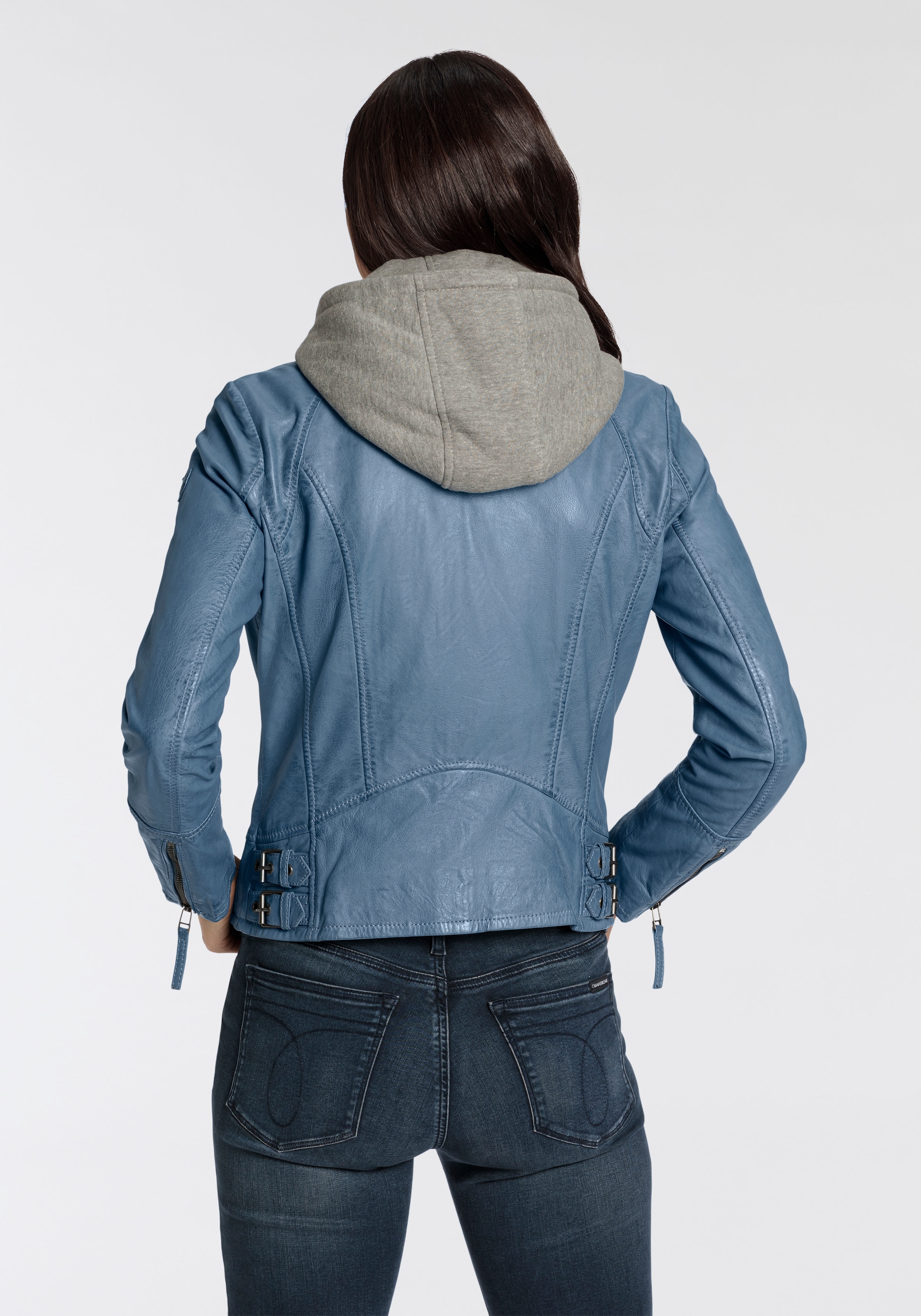 Mauritius Lederjacke »NOLA«, mit Kapuze, Two-in-One Style - mit abnehmbarer Jersey-Kapuze