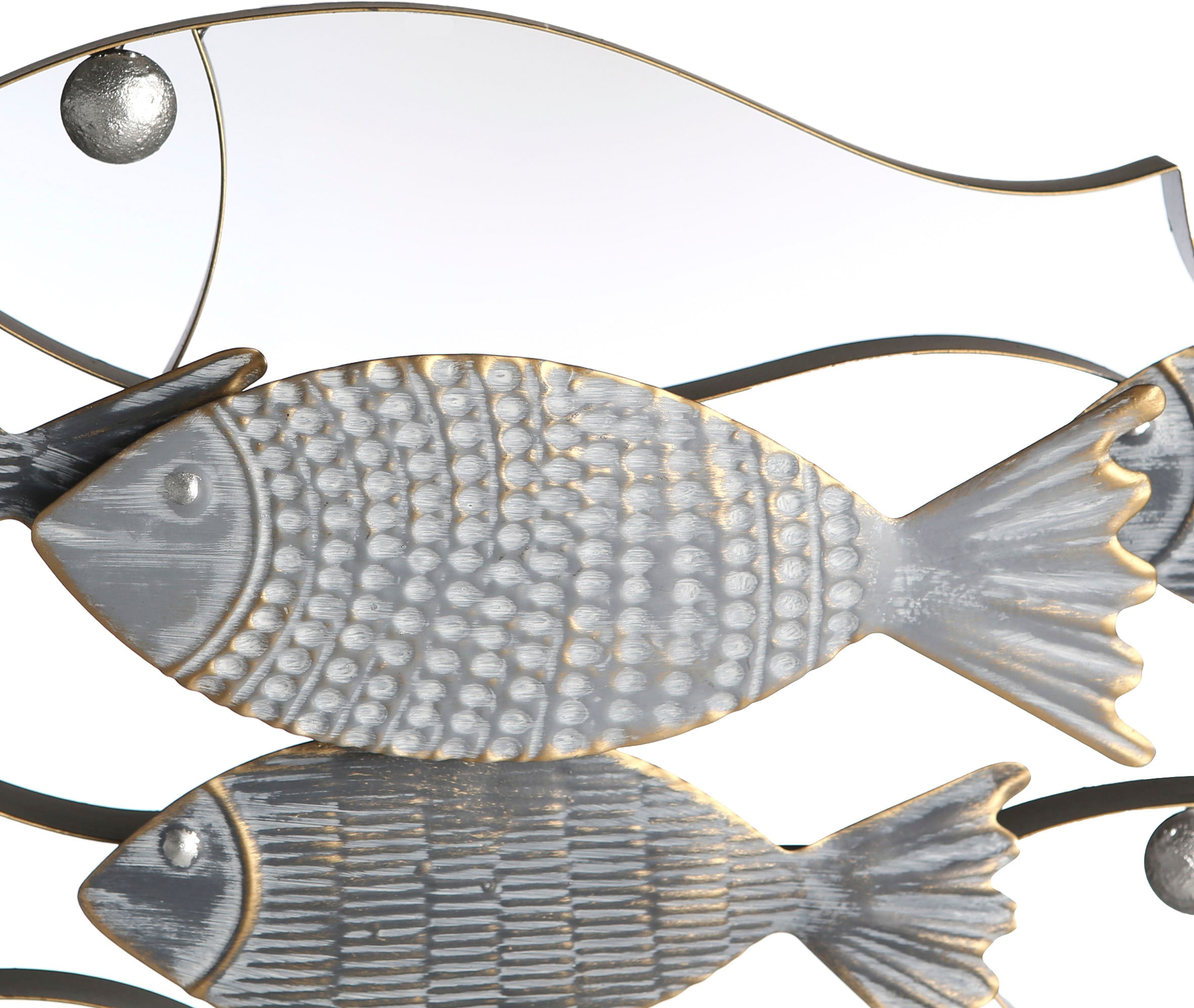 GILDE Wanddekoobjekt »Wandrelief Pesce grau/schwarz/goldfarben«, (1 St.), Maritim, Metall