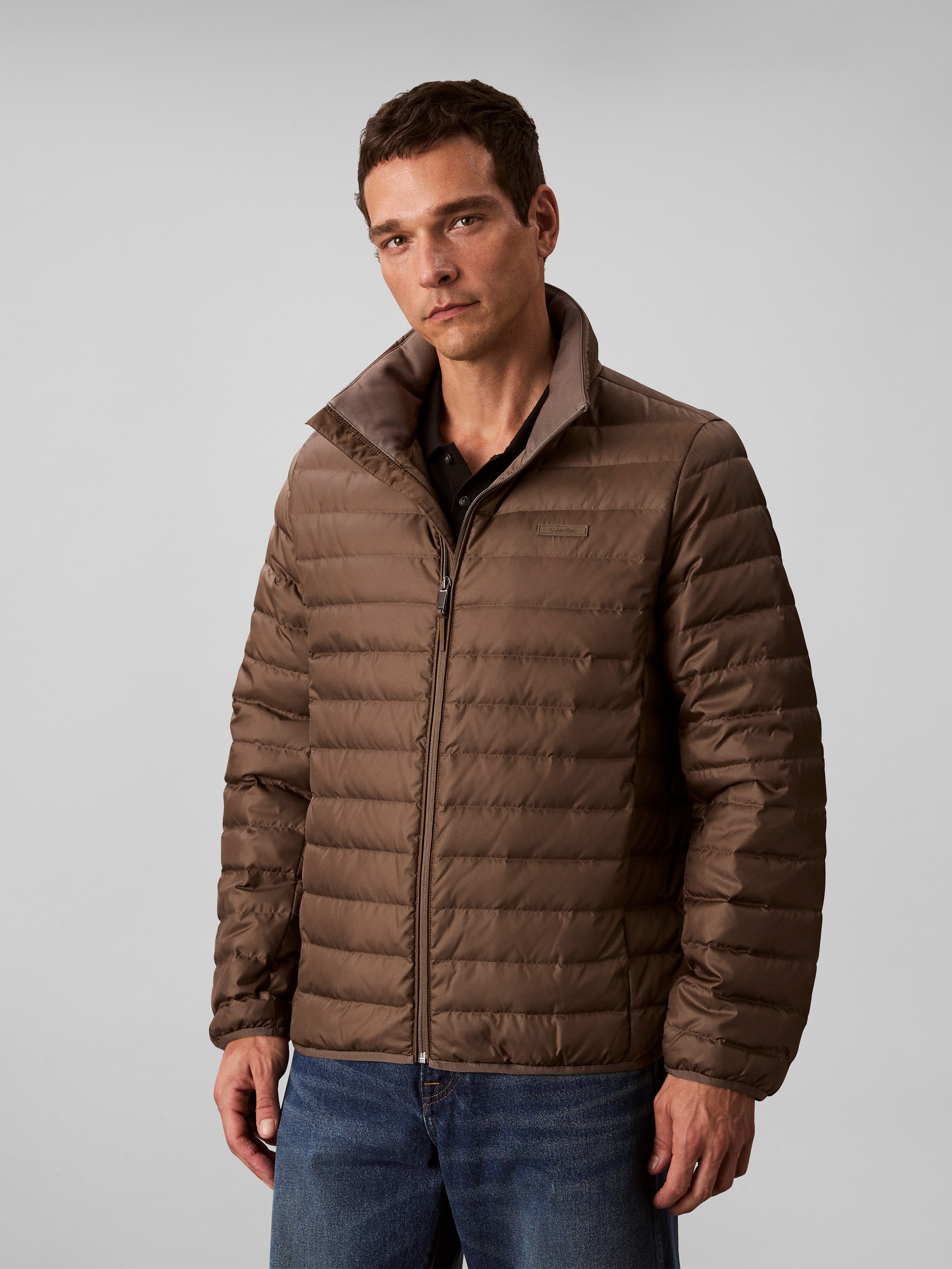Calvin Klein Steppjacke »LS LT WT NYLN CHNNLD« ohne Kapuze Mit Rundhalsausschnitt