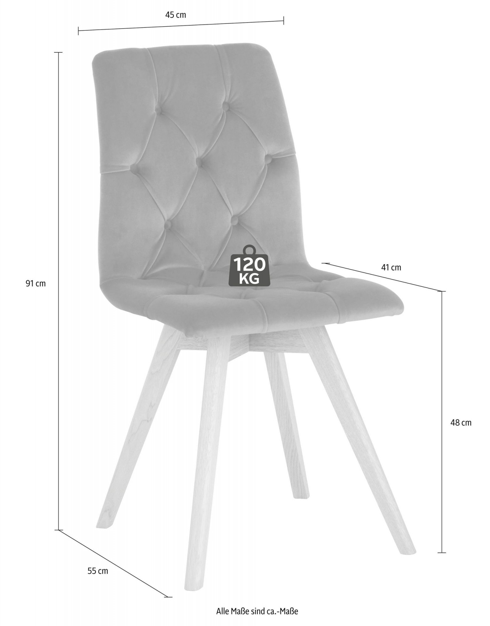 andas 4-Fussstuhl »Rania«, (Set), 2 St., Microfaser, mit Massivholzbeinen