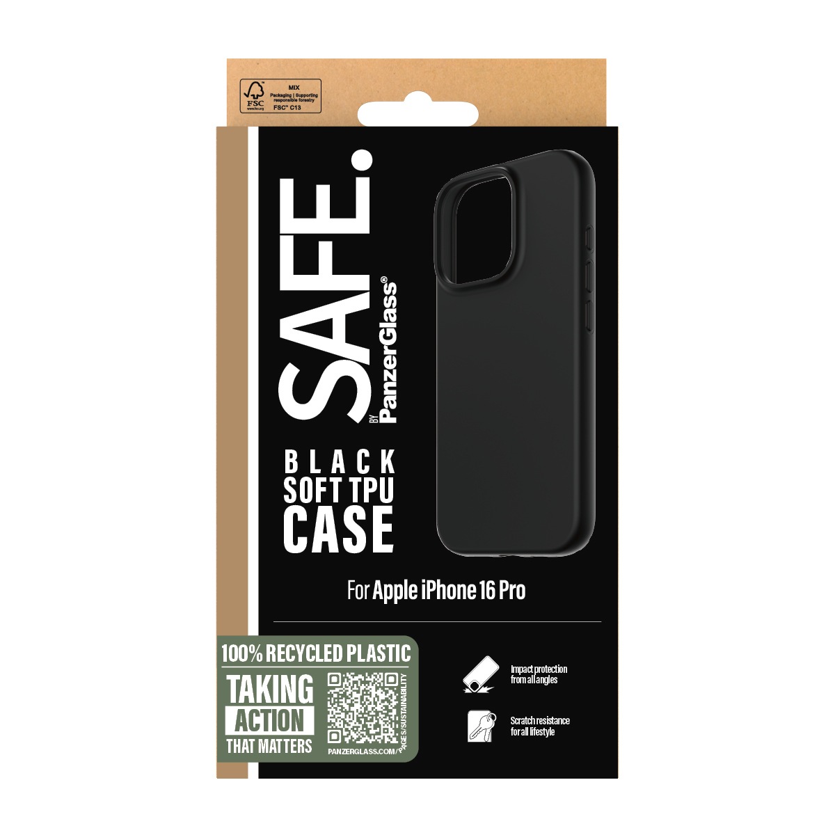 SAFE by PanzerGlass Handyhülle »Soft TPU Case für Apple iPhone 16 Pro«, Backcover, Schutzhülle, Handyschutzhülle, Case, Schutzcase, stossfest