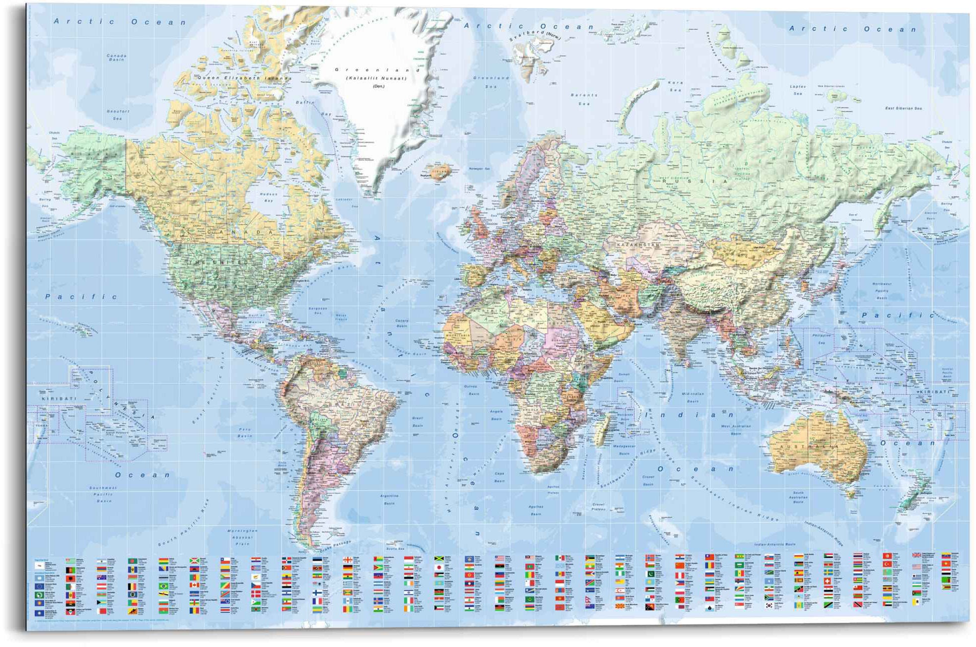 Reinders! Wandbild »Wandbild Weltkarte Fahnen - Englisch«, Weltkarte, (1 St.)