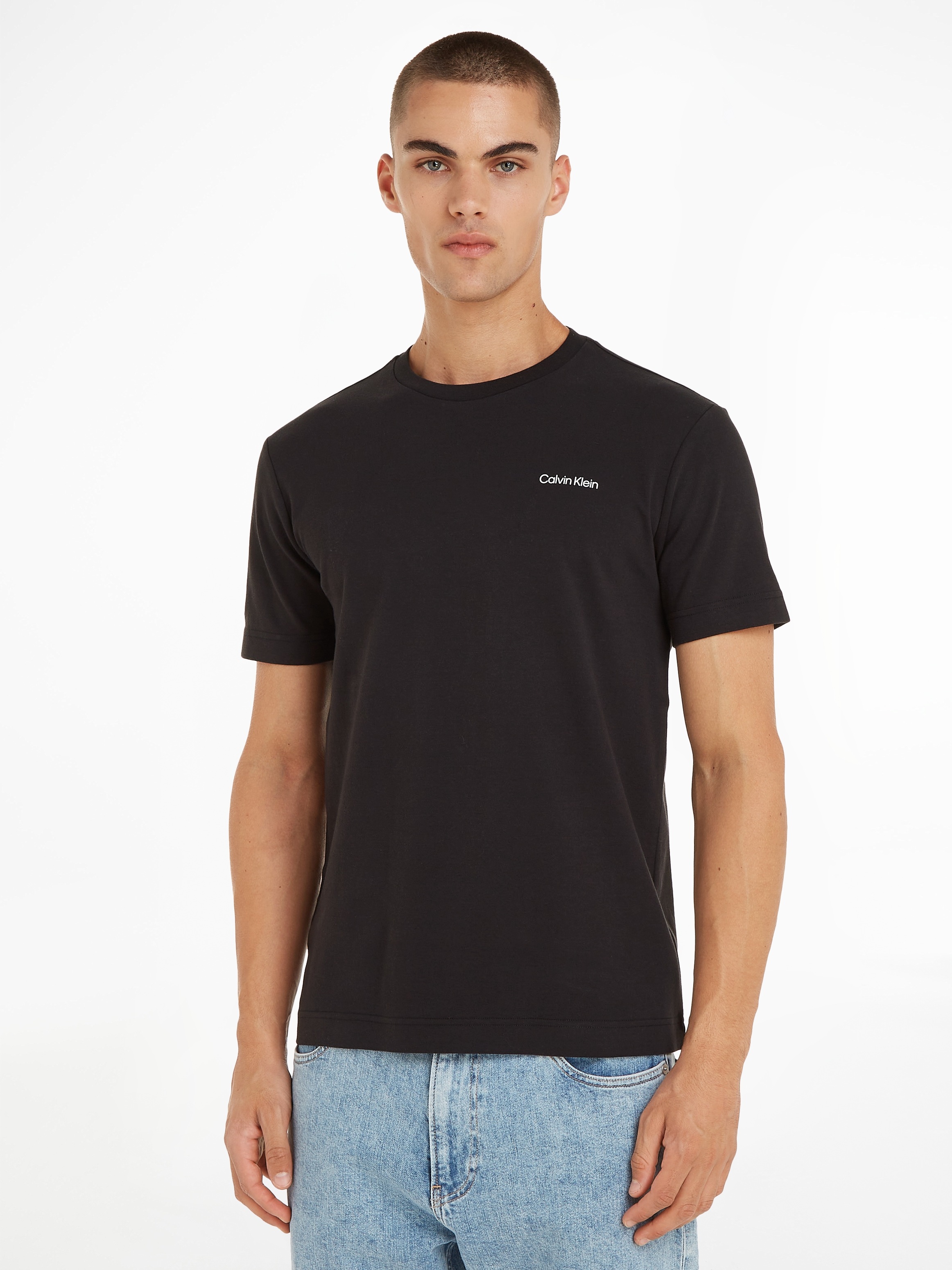 Calvin Klein T-Shirt »Micro Logo« aus dickem Winterjersey, mit Logoprint