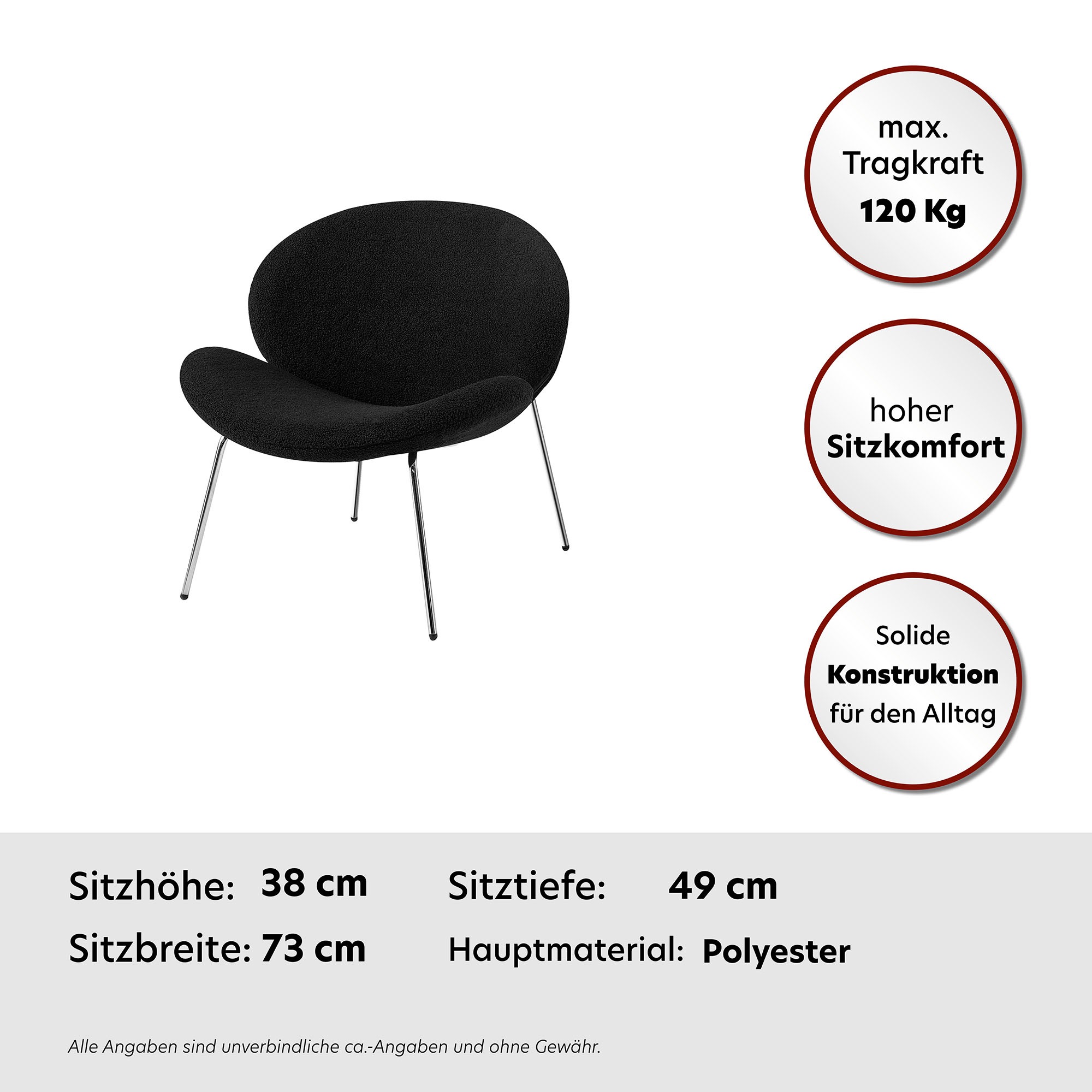 Kayoom Polsterstuhl »Stuhl Jaden 125 2er-Set, im angesagten Stoff mit dem Kräusel-Effekt«, (Set), 2 St., Ästhetisch minimalistisches Design, Bouclé Stoff, breites Sitzen