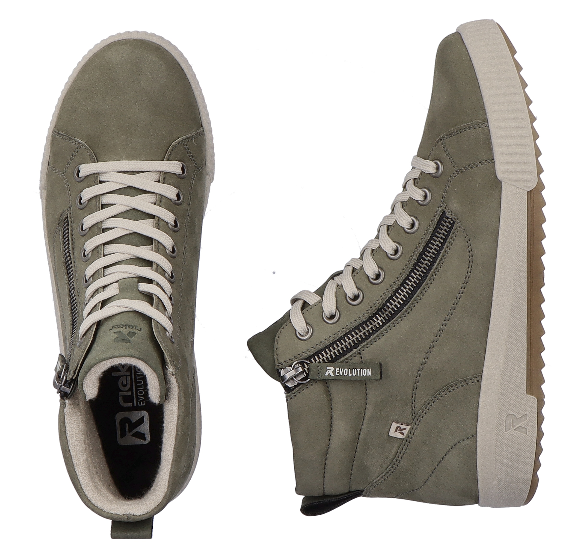 RIEKER Sport Schnürboots, Stiefelette, High Top Sneaker, Freizeitboots mit Reissverschluss