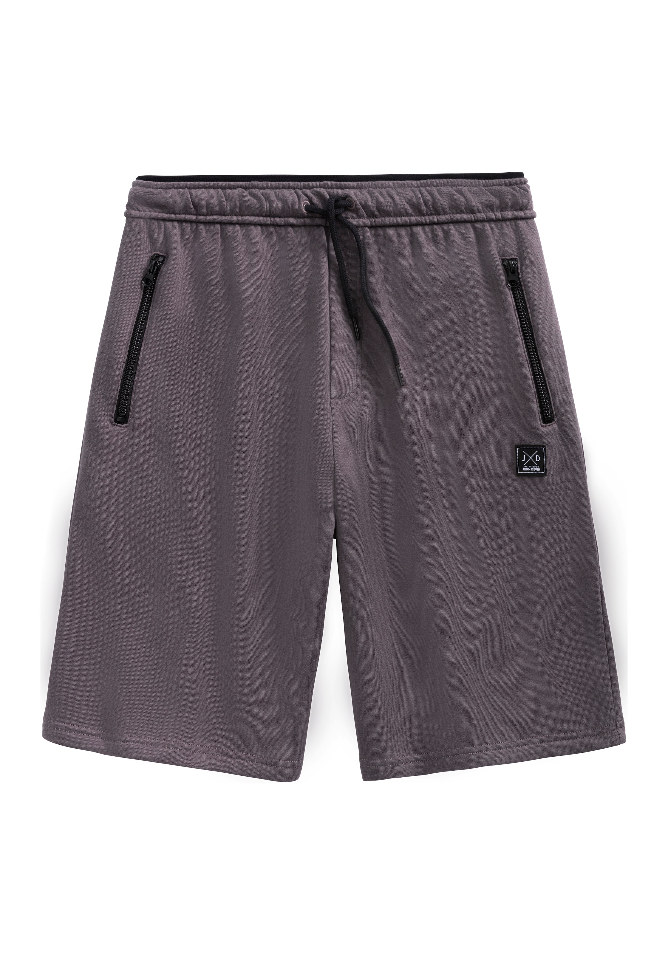 John Devin Sweatshorts, seitliche Taschen mit schwarzem Reissverschluss