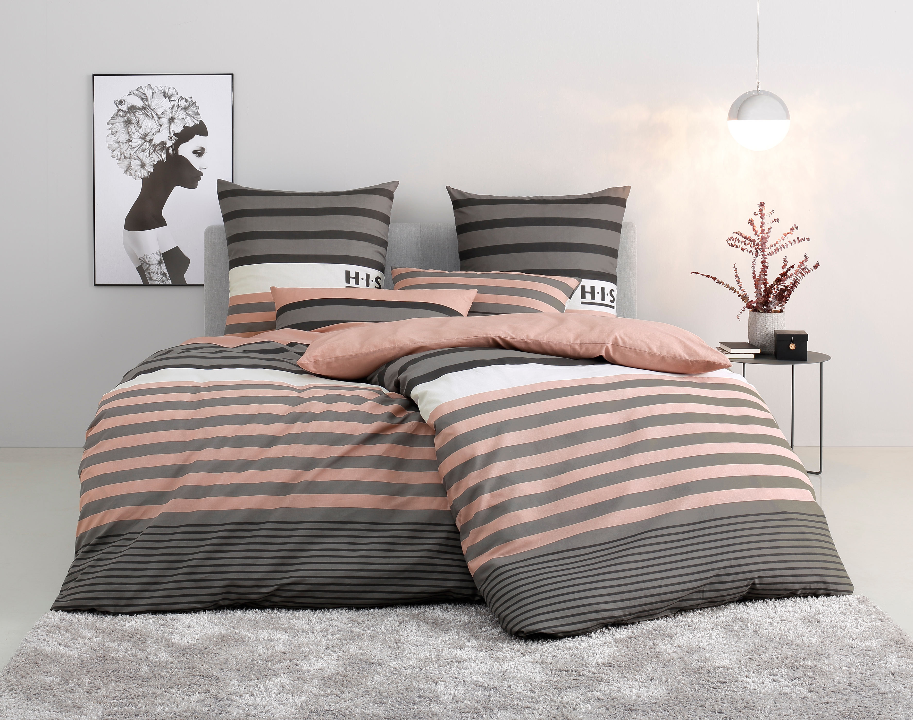 H.I.S Bettwäsche »Majoran« 2 tlg. gestreifte Bettwäsche in verschiedenen Qualitäten
