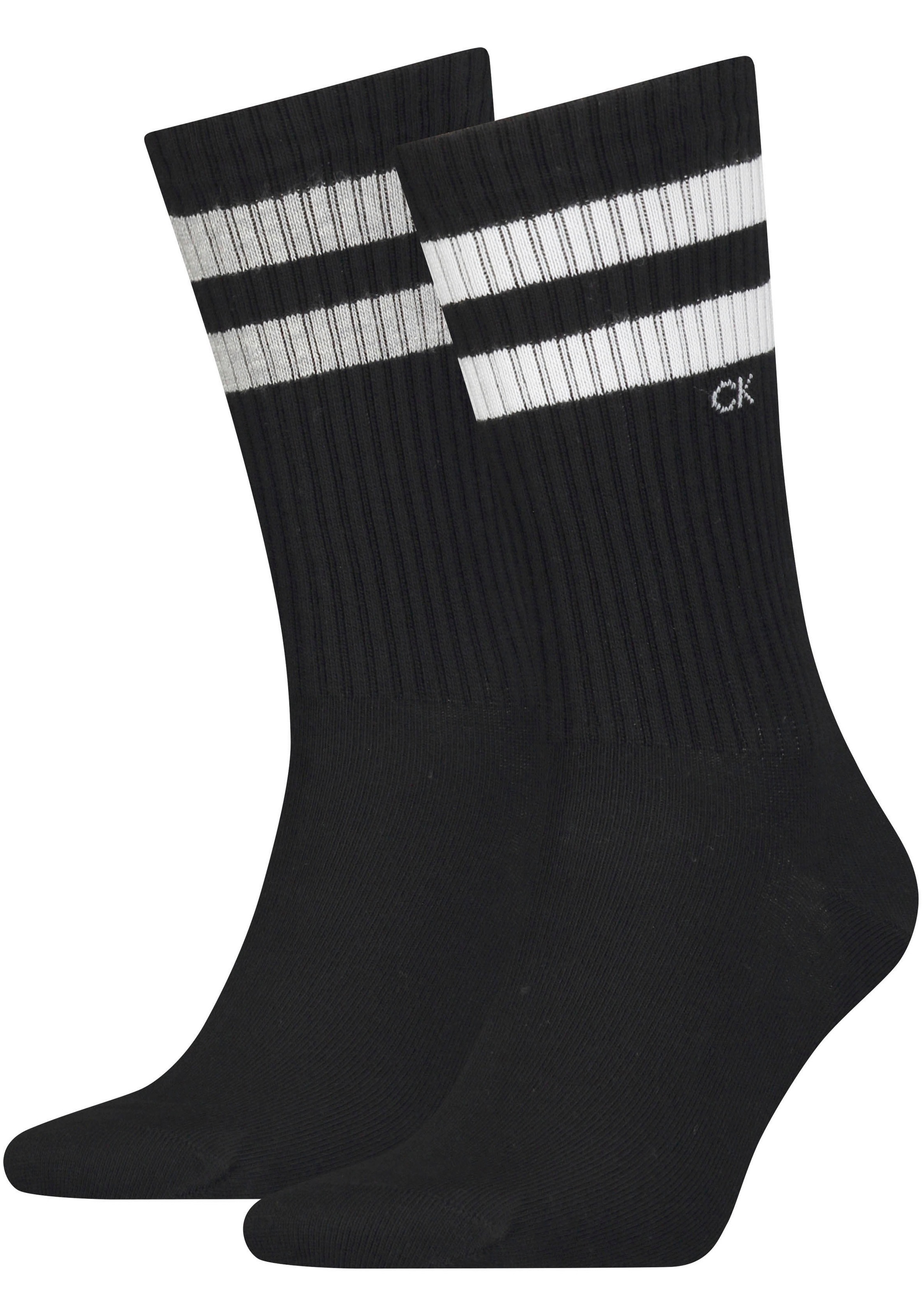 Calvin Klein Socken »CK MEN SOCK 2P STRIPES« 2 Stk. tlg. CK Branding, gestreiftes Bündchen