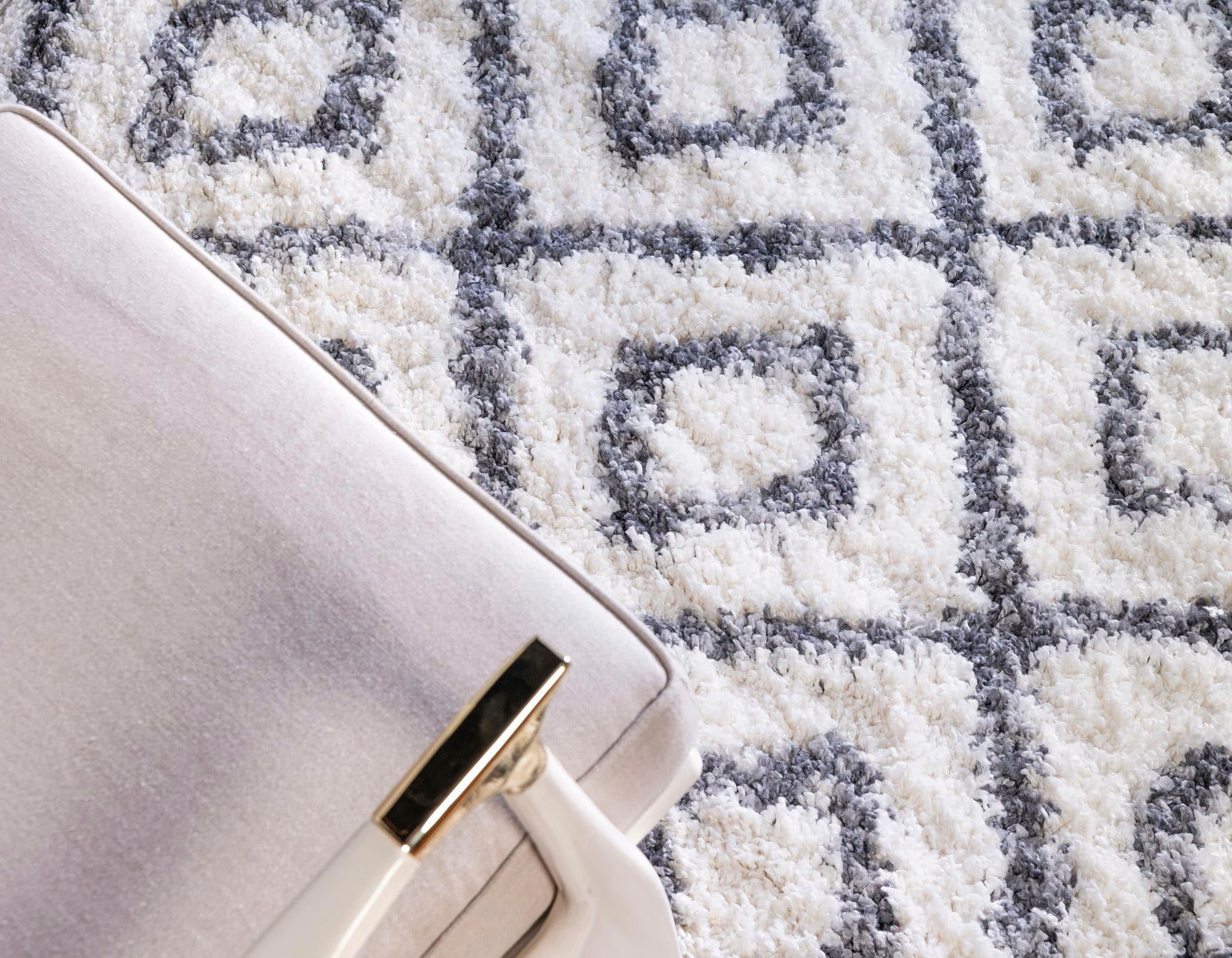 Myflair Möbel & Accessoires Hochflor-Teppich »Top Shag Lagerräumung«, rechteckig, 32 mm Höhe, gewebt, Rauten Design, melierte Optik, weich & kuschelig, mit Fransen