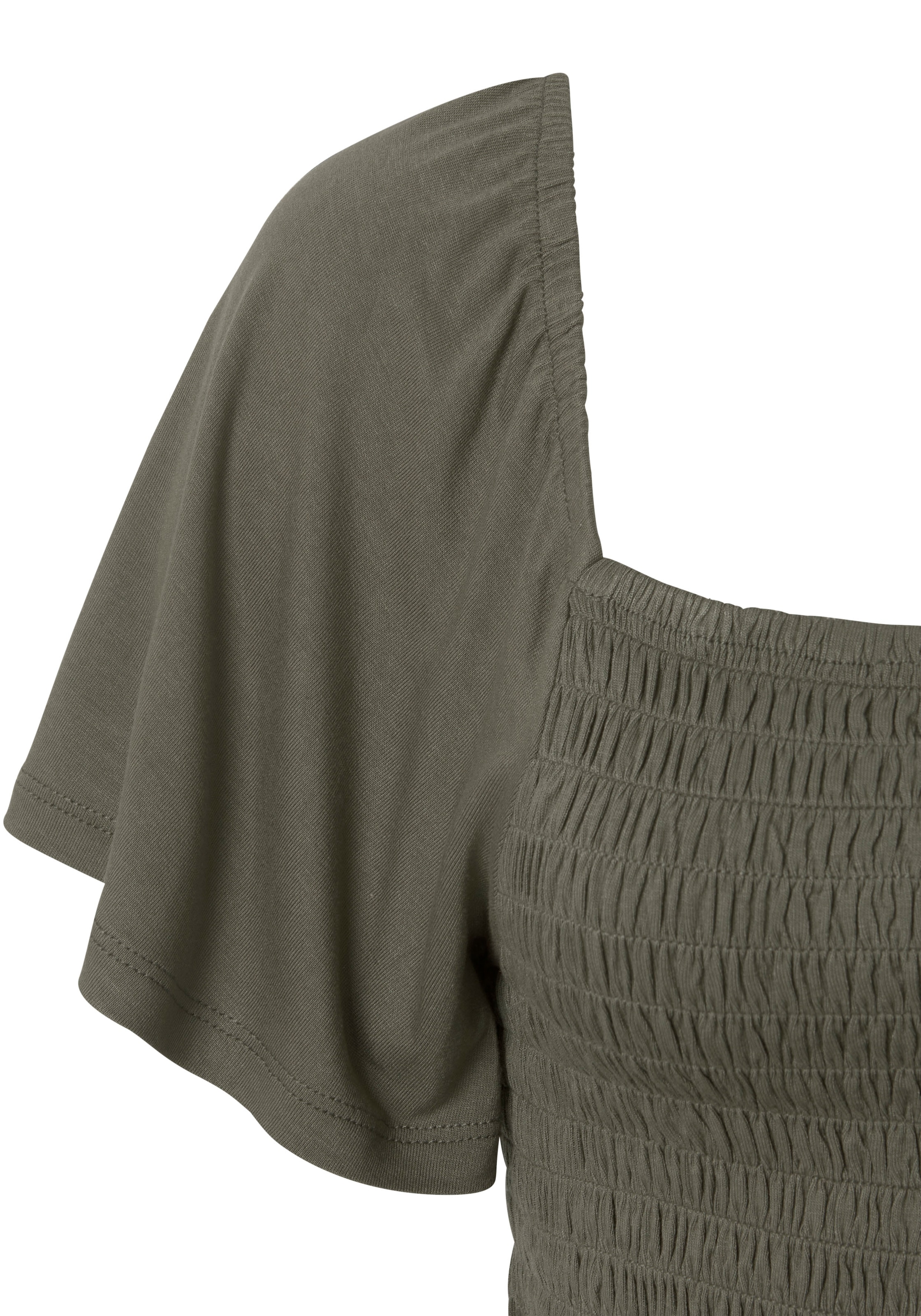 Stretch-Qualität online Blusenshirt, Kurzarmshirt, Buffalo Jelmoli-Versand Volantärmeln, mit shoppen bei figurbetont, Schweiz