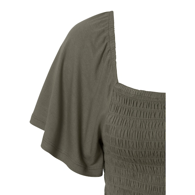 Buffalo Kurzarmshirt, mit Volantärmeln, Blusenshirt, figurbetont,  Stretch-Qualität online shoppen bei Jelmoli-Versand Schweiz