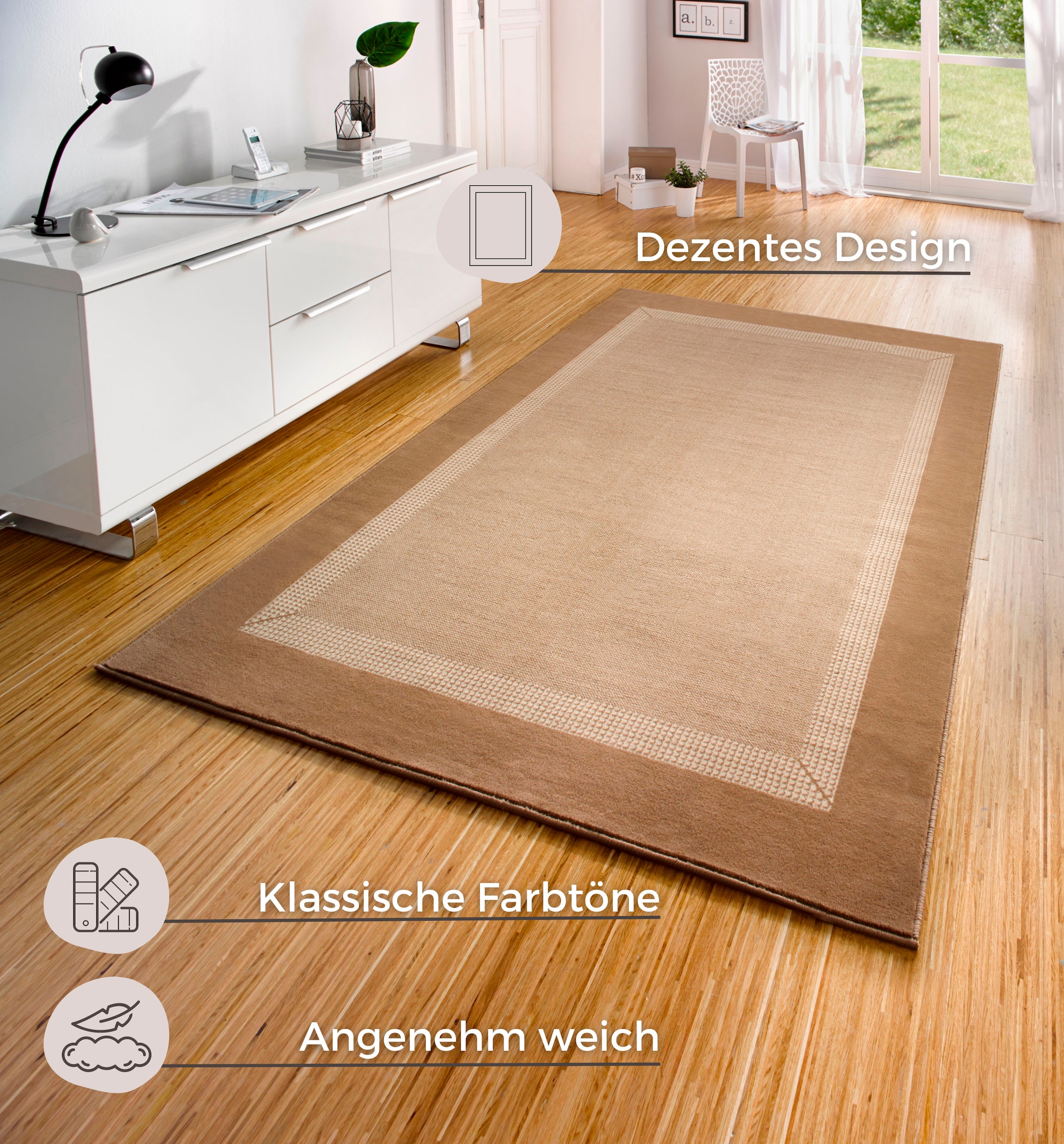 HANSE Home Teppich »Band«, rechteckig, 9 mm Höhe, Kurzflor, weich, Läufer Grössen, Wohnzimmer, Schlafzimmer, Esszimmer