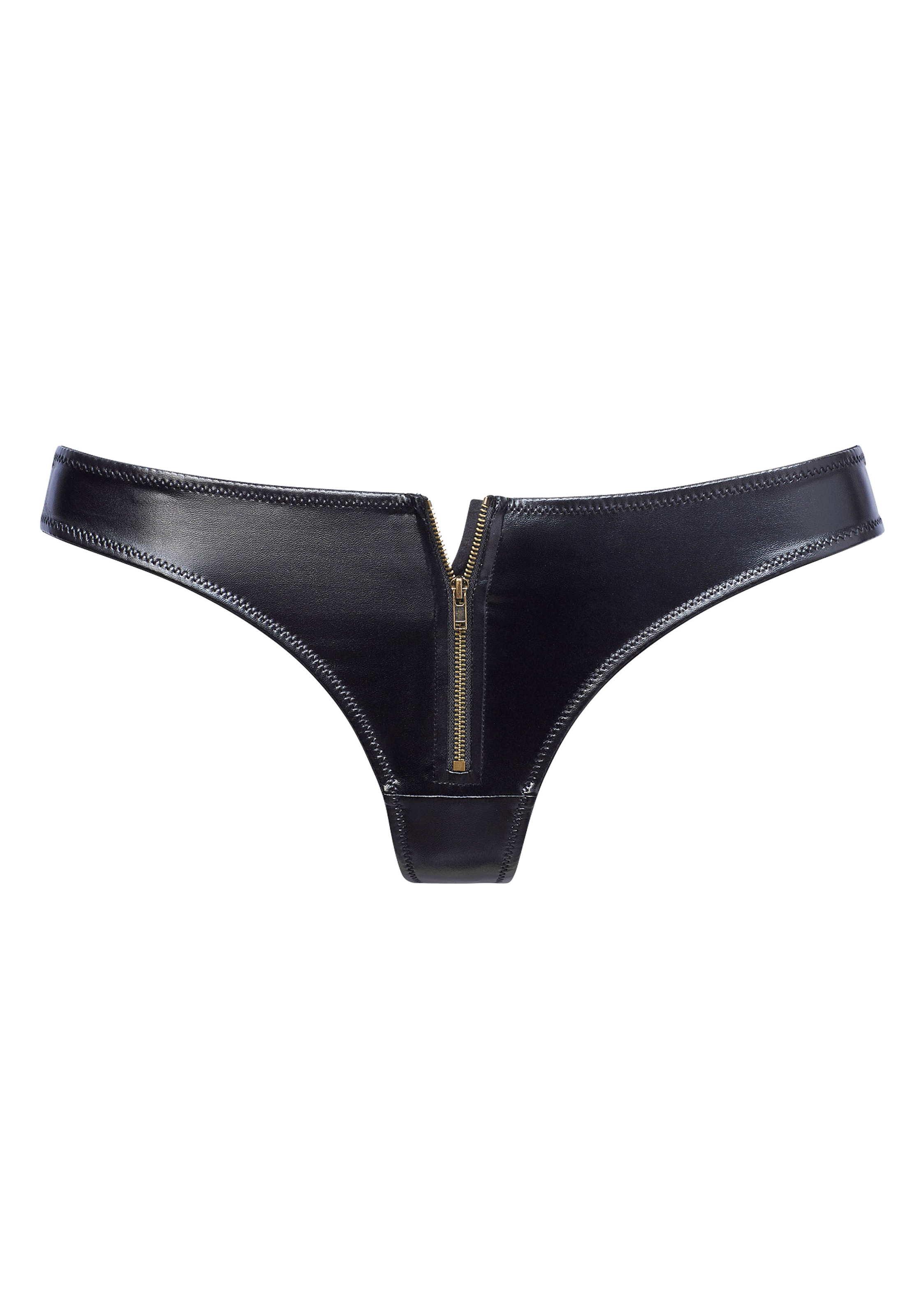 petite fleur goldfarben String, in Leder-Optik mit Reissverschluss (Kunstleder)