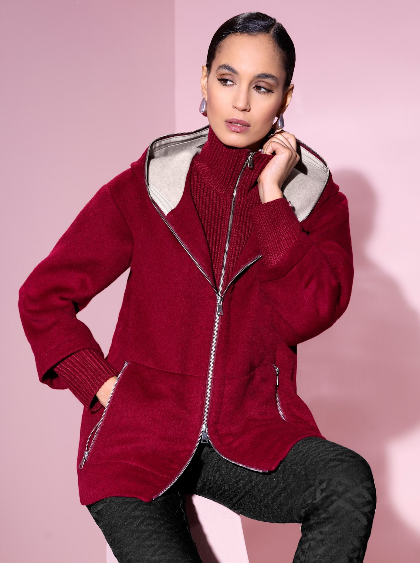 MANISA Langjacke mit Kapuze