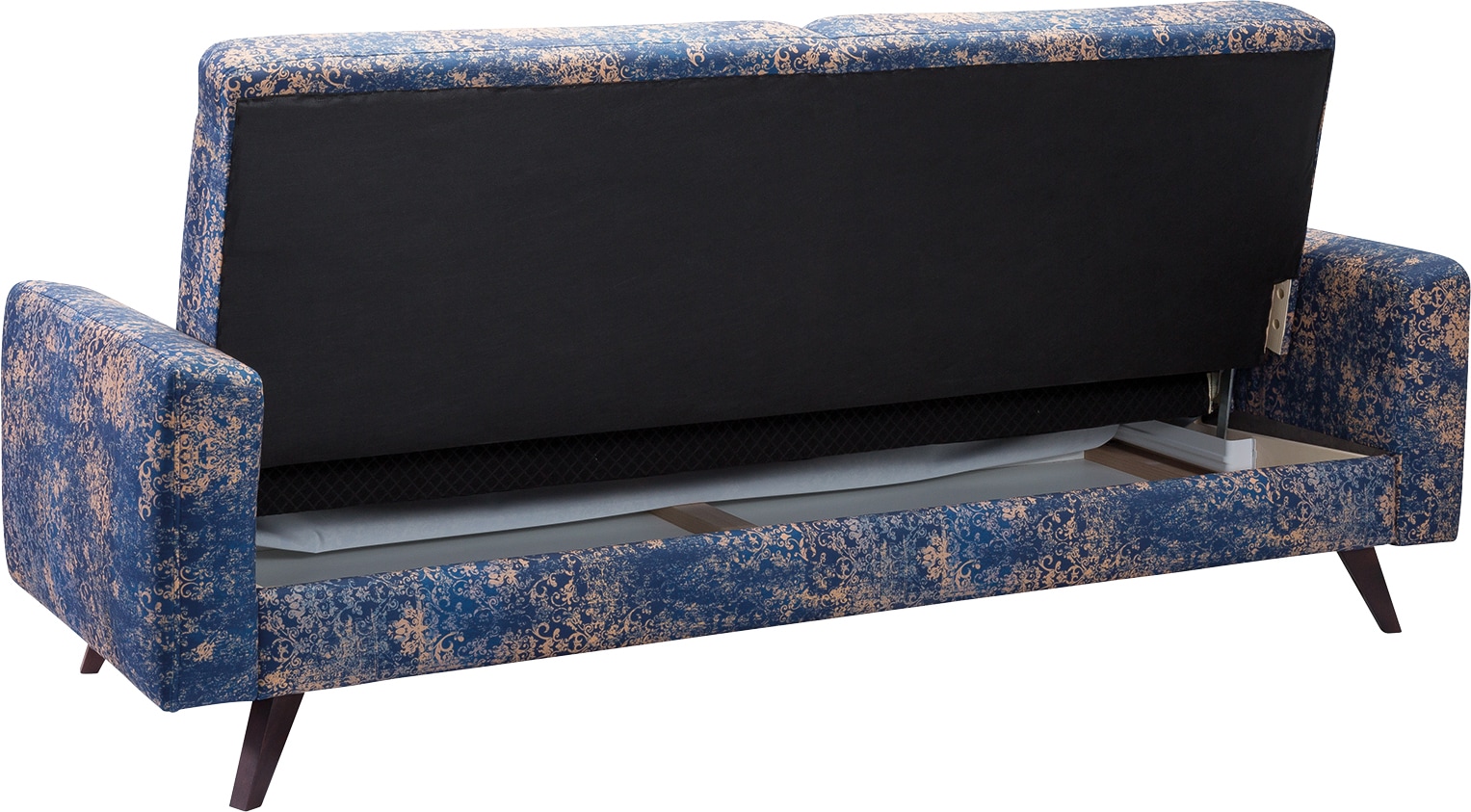 exxpo - sofa fashion 3-Sitzer »Side, trendiger Bezugsstoff, toller Sitz- und Liegekomfort, Schlafsofa«, mit Schlaffunktion, Bettkasten und hohe Holzfüsse, Solitärmöbel