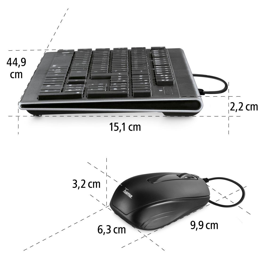 im kabelgebunden Tastatur- Jelmoli-Online Schwarz Maus-Set bestellen ❤ »Tastatur-/Maus-Set Hama und Cortino USB-A-Stecker« Shop