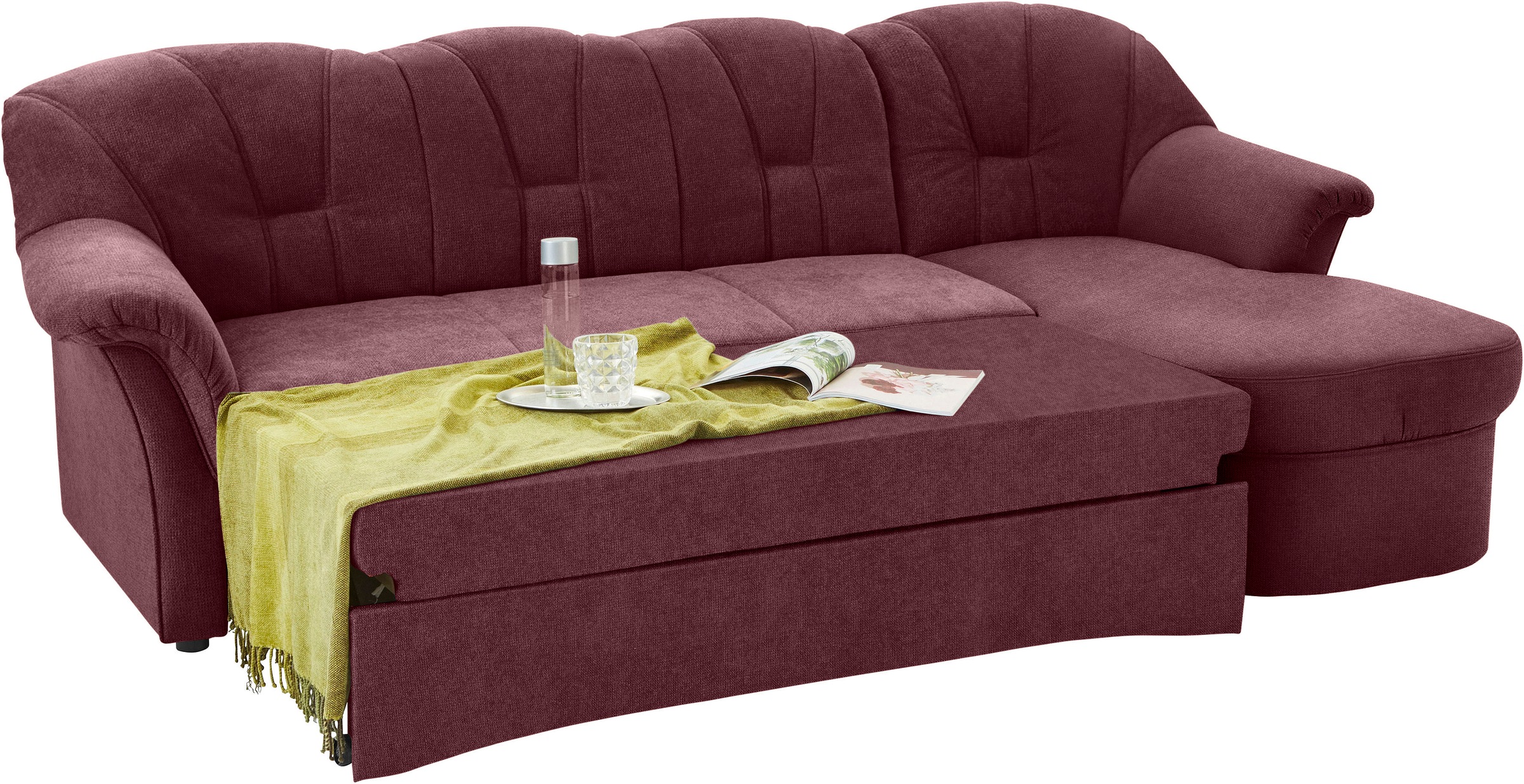 DOMO collection Ecksofa Papenburg L-Form, in grosser Farbvielfalt, wahlweise mit Bettfunktion