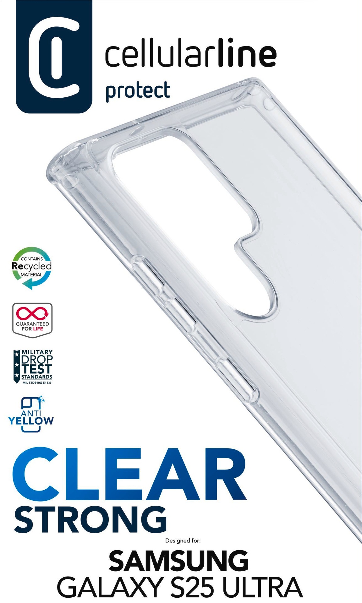 Cellularline Handyhülle »Clear Strong Case für Samsung Galaxy S25 Ultra«, Backcover, Schutzhülle, Handyschutzhülle, Case, Schutzcase, stossfest