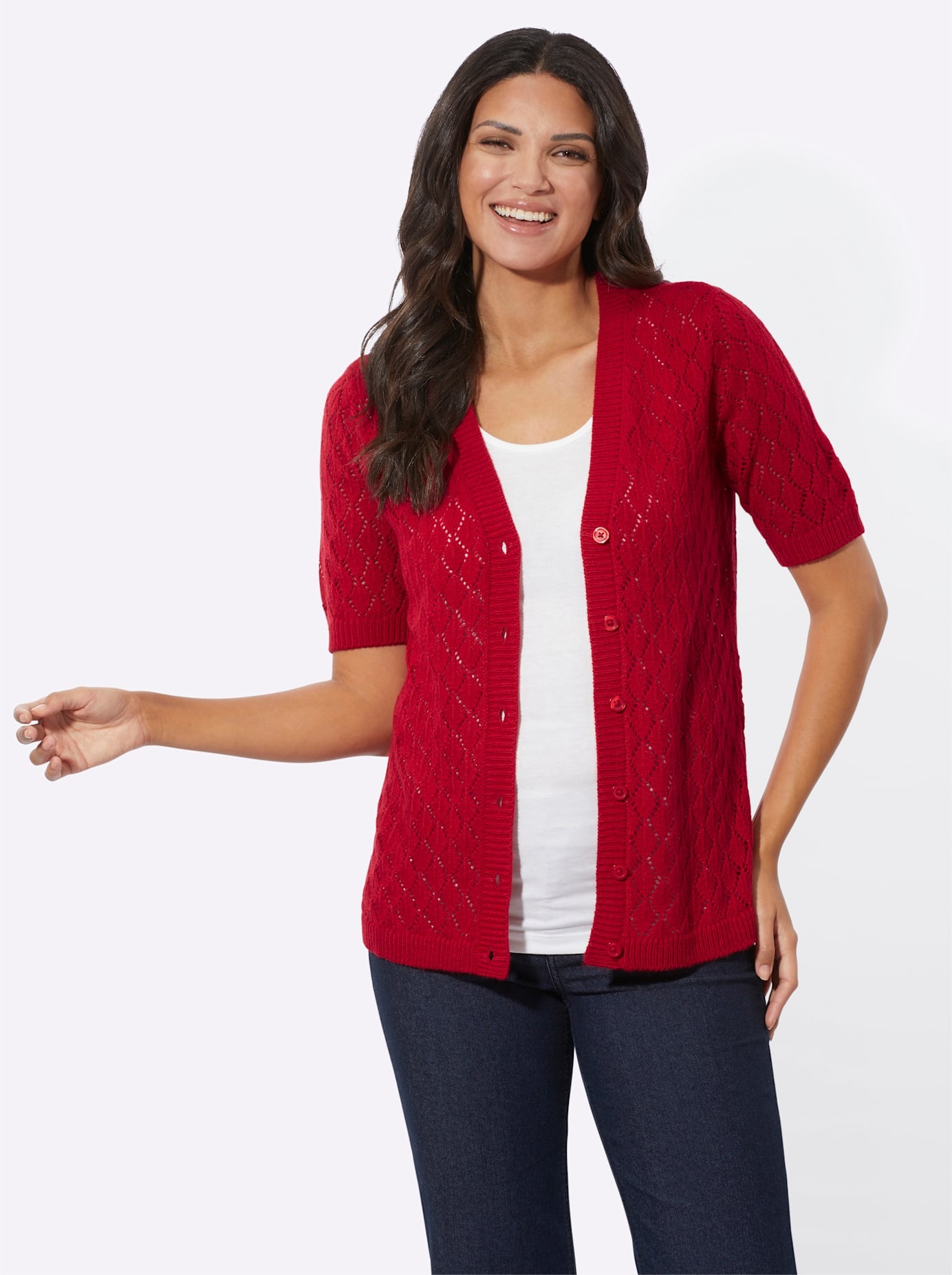 Classic Basics Ajourstrickjacke