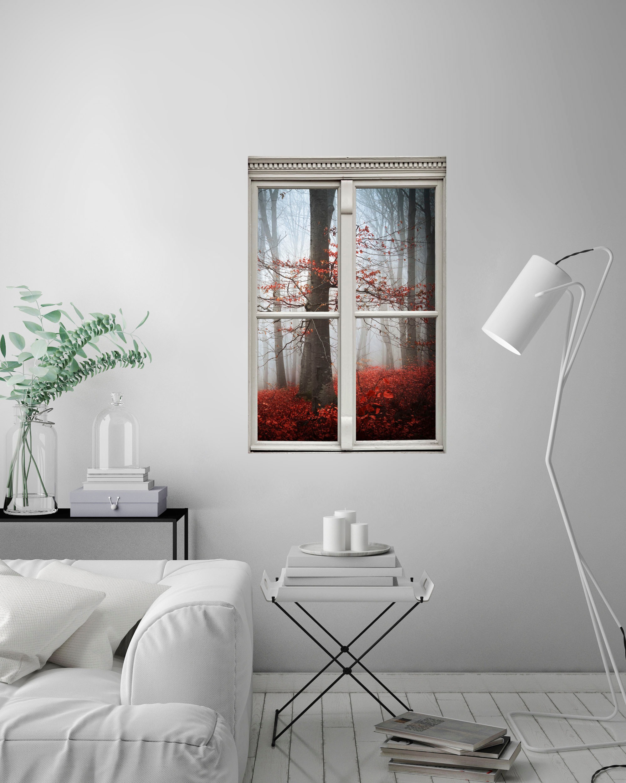 queence Wandsticker »Wald in Herbst«, Wandsticker, Wandbild, selbstklebend, 3D, Fenster