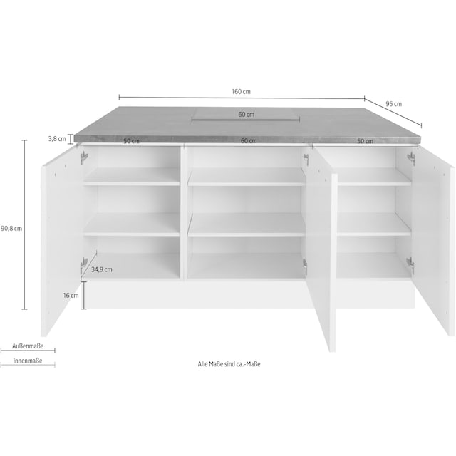 ❤ OPTIFIT Kücheninsel »Cara«, Vollauszüge und Soft-Close-Funktion,  Stellbreite 160 x 95 cm entdecken im Jelmoli-Online Shop