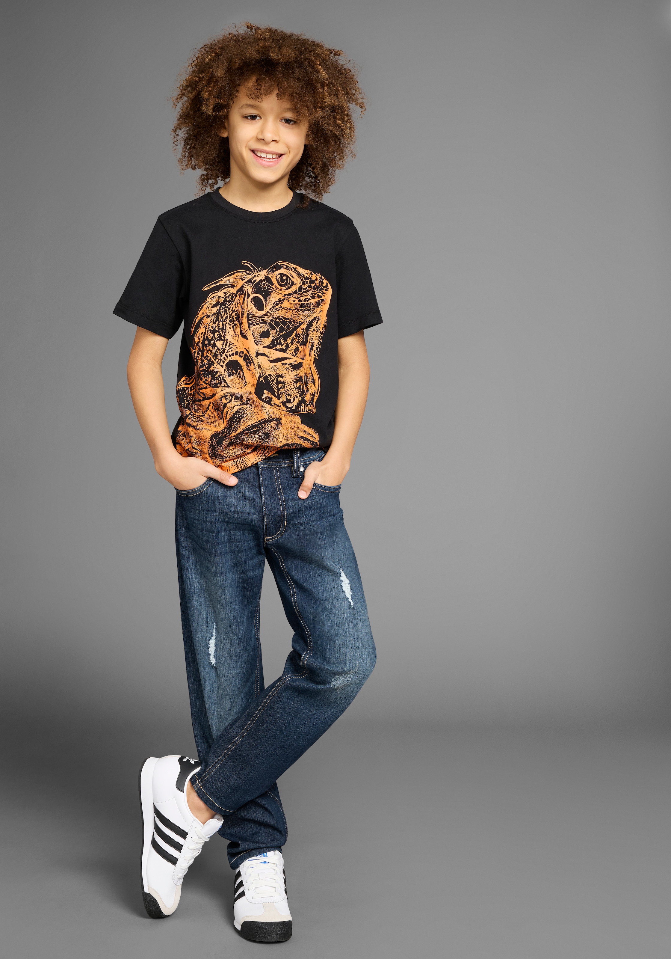 KIDSWORLD T-Shirt »GECKO«, Kurzarm, Basic-Passform, bedruckt, Rundhalsausschnitt