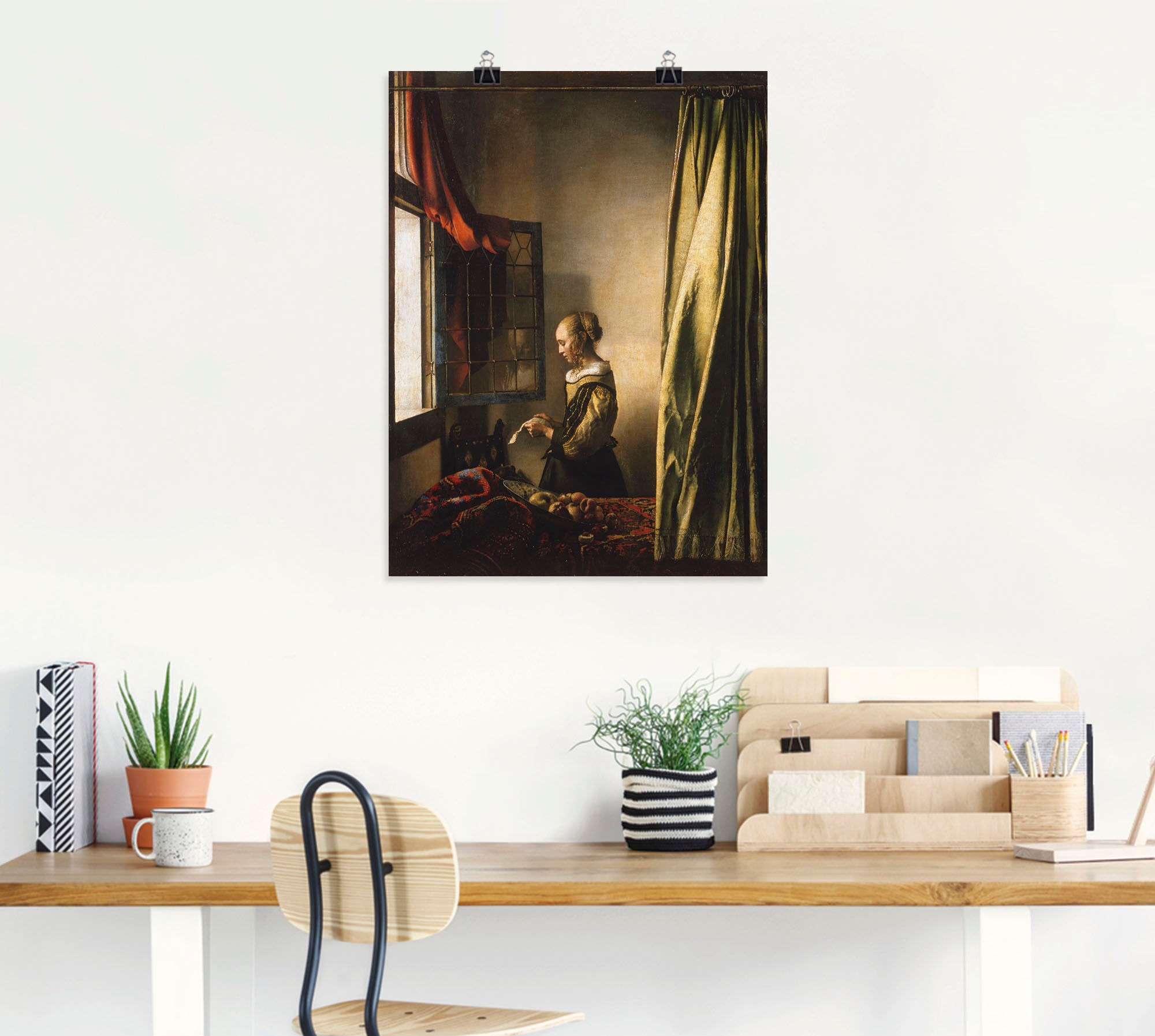 Artland Wandbild »Briefleserin am offenen Fenster. Um 1658«, Frau, (1 St.), als Leinwandbild, Poster, Wandaufkleber in verschied. Grössen