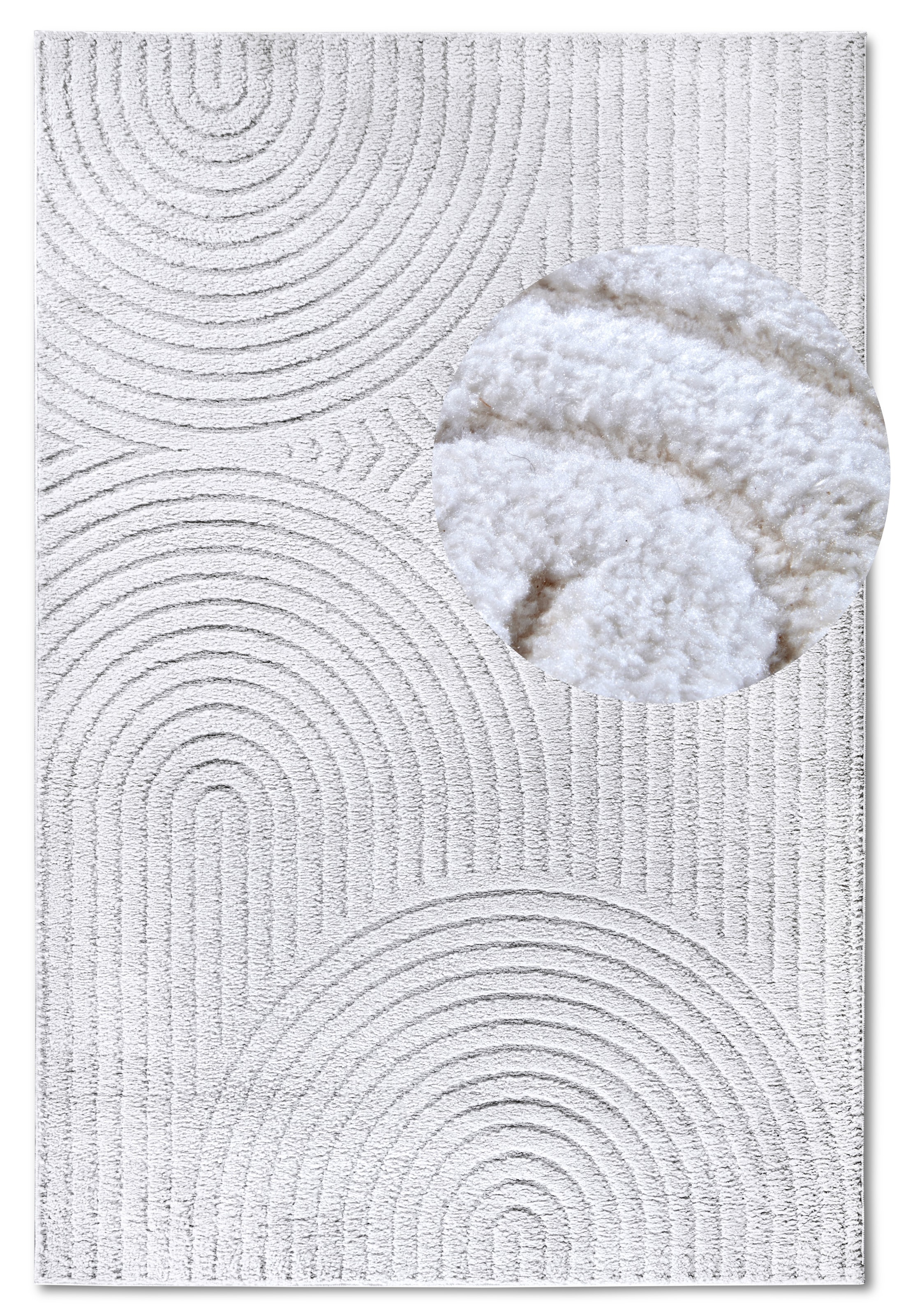 ELLE DECORATION Designteppich "Cosy Panglao, auch als Rundteppich erhältlich" rechteckig 14 mm Höhe uni Kurzflor, Hoch Tief Struktur, modern, Skandi, Boho, Wohnzimmer