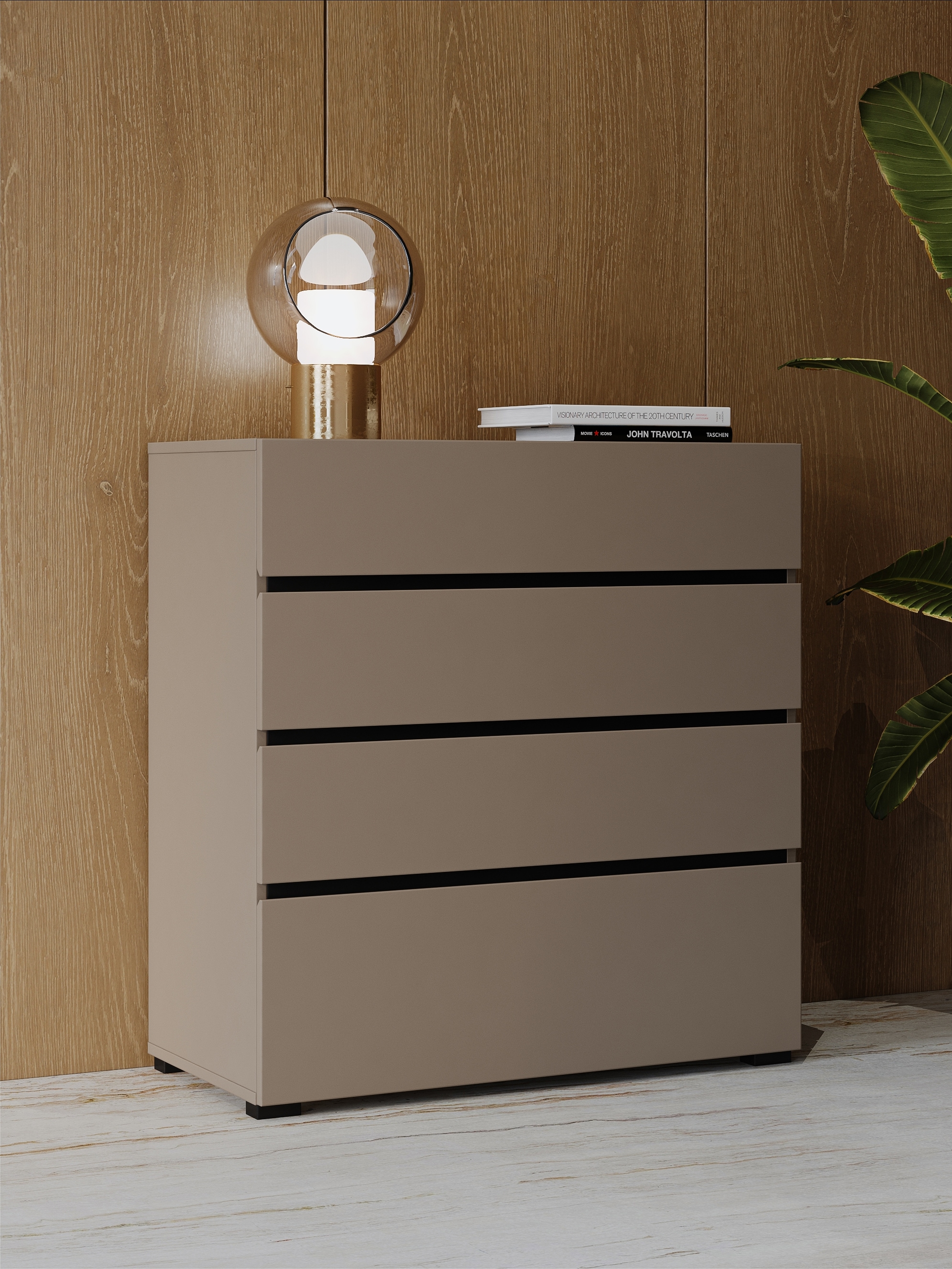 INOSIGN Schubkastenkommode »Cross, moderne grifflose Kommode, 80x40x85cm (BxTxH)«, Schubladenschrank, Sideboard mit 4 Schubkasten