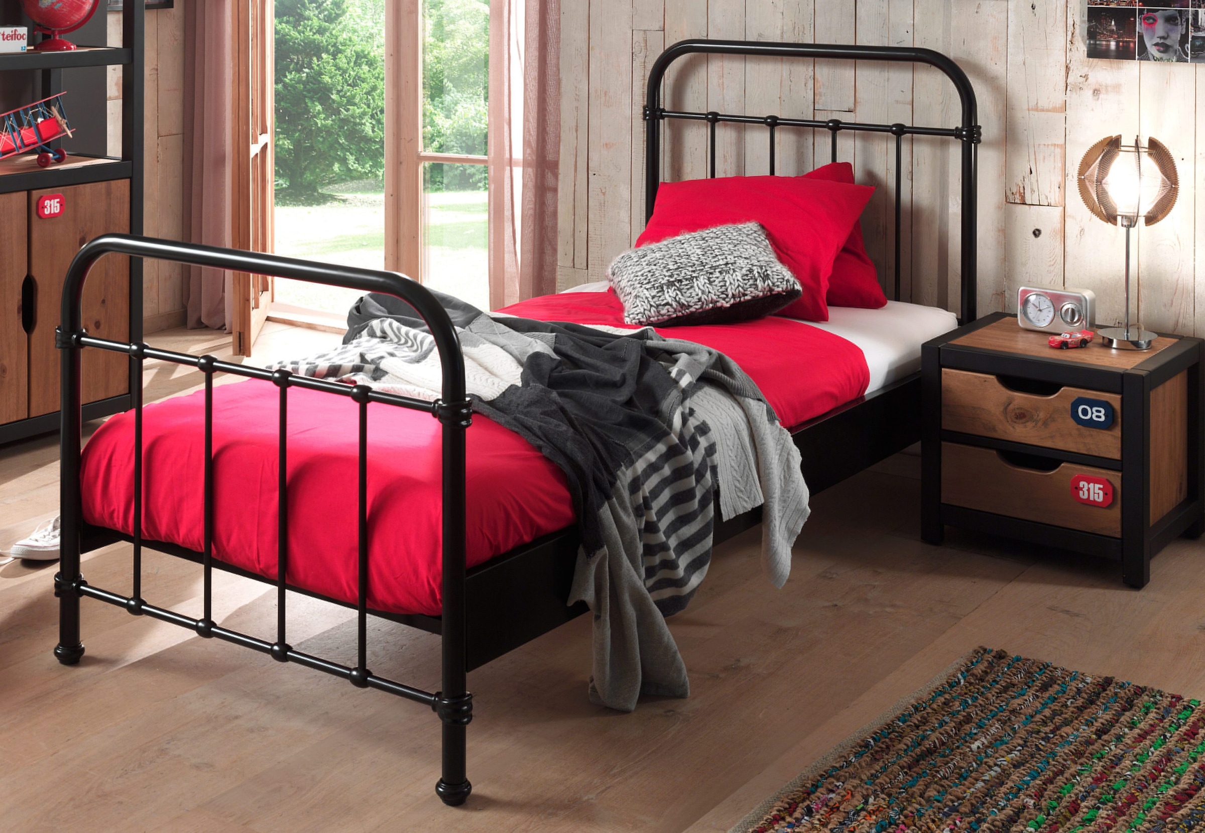 Vipack Einzelbett »New York, Bettgestell Metall, pulverbeschichtet, in zeitlosem Design« H/T ca. 100x210cm, inkl. Lattenrost, sehr stabil gebaut, zwei Breiten und mehrere Farben zu Auswahl