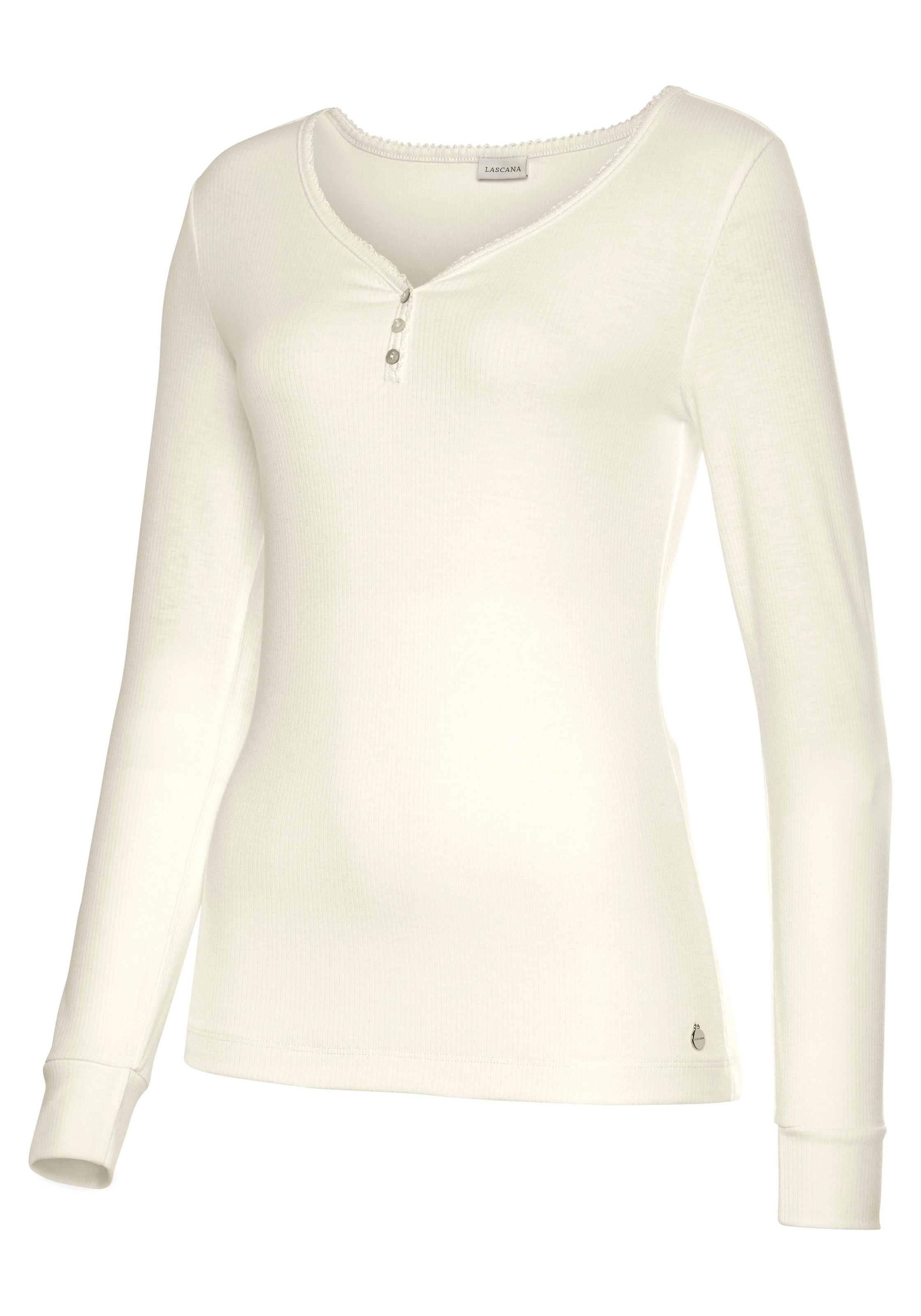 LASCANA Pyjamaoberteil, aus Rippstrick