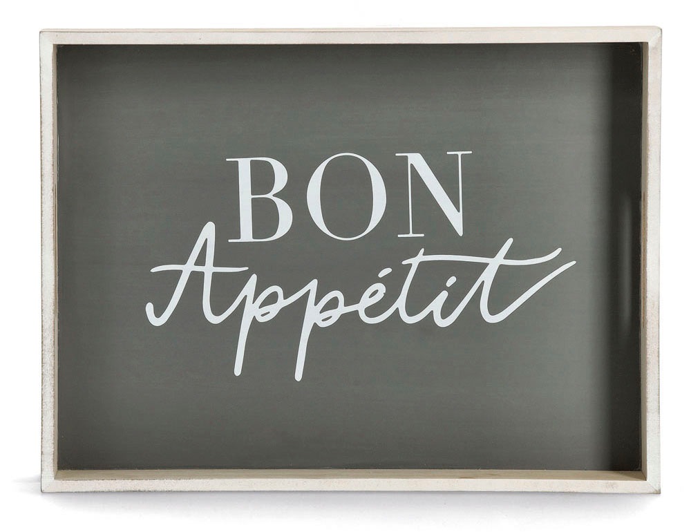 Zeller Present Tablett mit Aufdruck Bon Appetit, 2 Grifflöcher