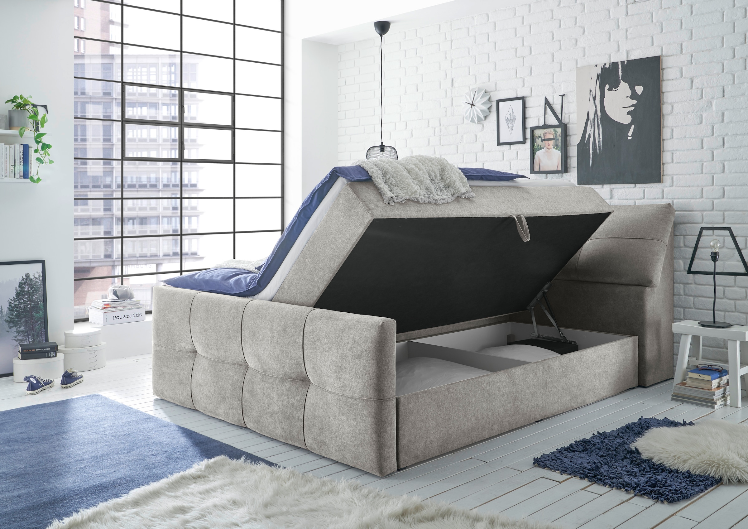 ED EXCITING DESIGN Boxbett »Redmond«, (5 St.), inkl. Zwei Bettkästen, Stauraum im Kopfteil und Topper