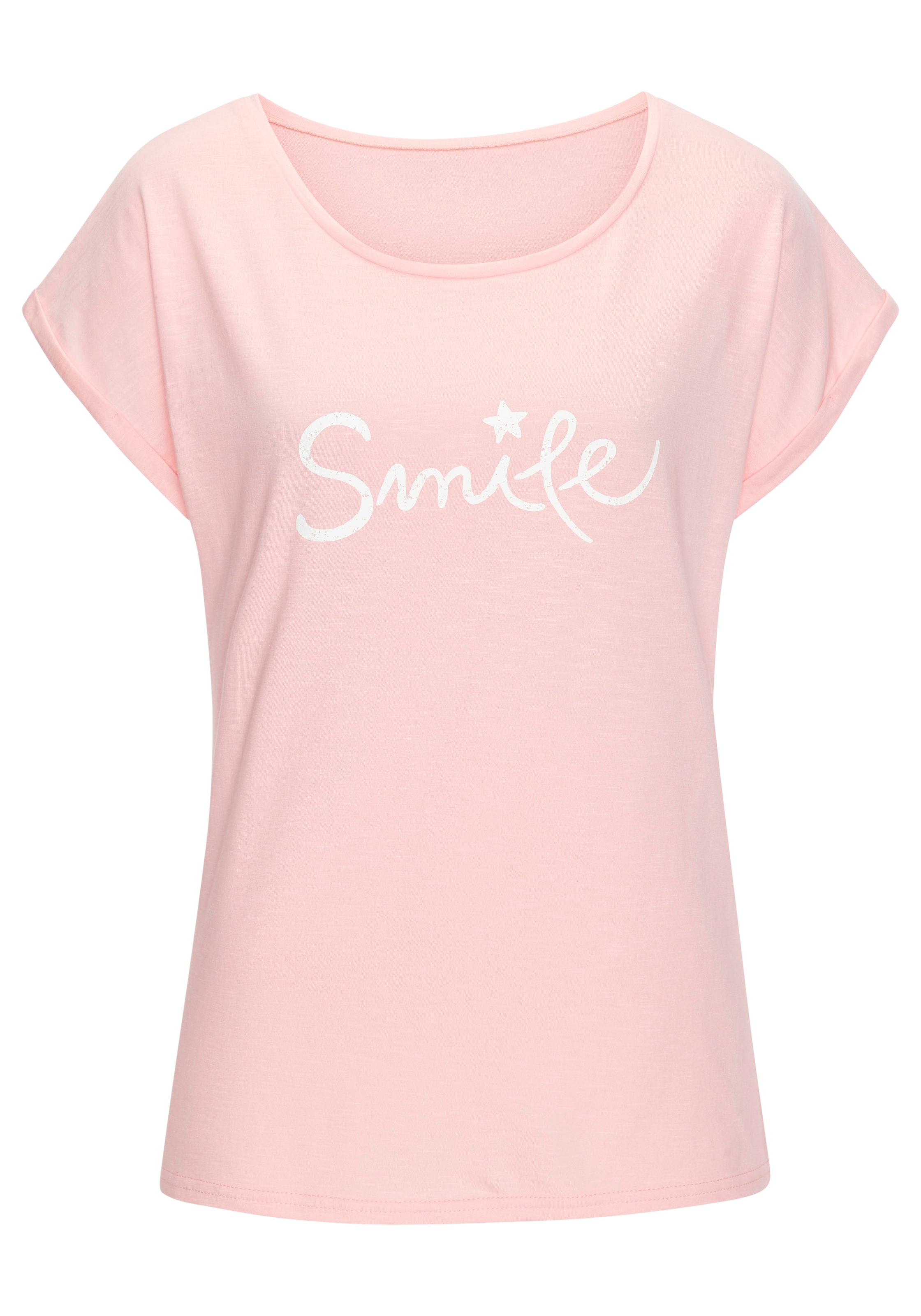 Beachtime T-Shirt »mit Frontdruck "Smile"«, aus weicher Baumwoll-Qualität