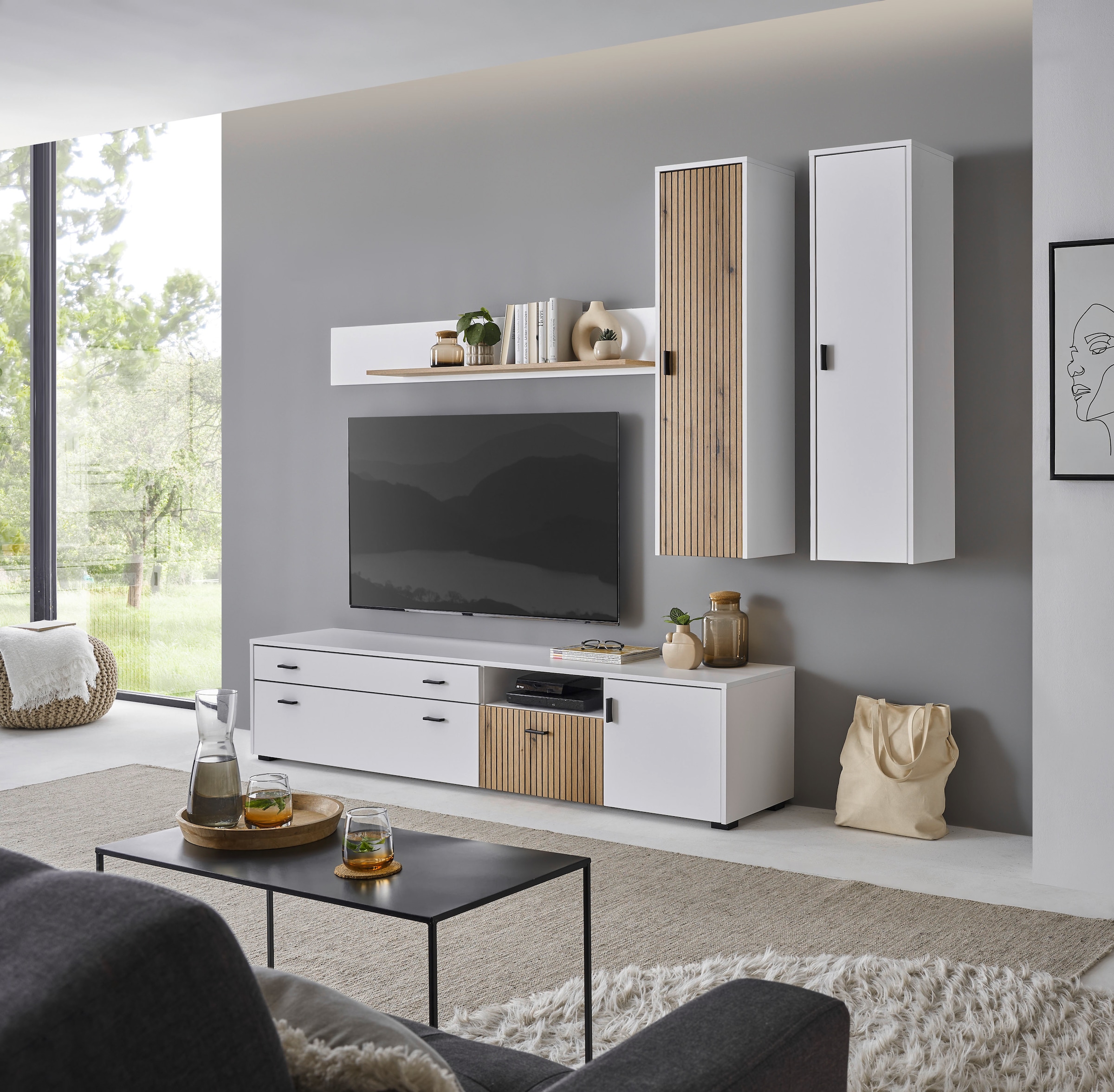 INOSIGN Mehrzweckschrank »Hudson«, in moderner Trendfarbe, Griffe aus Metall (Schwarz), Höhe 120 cm