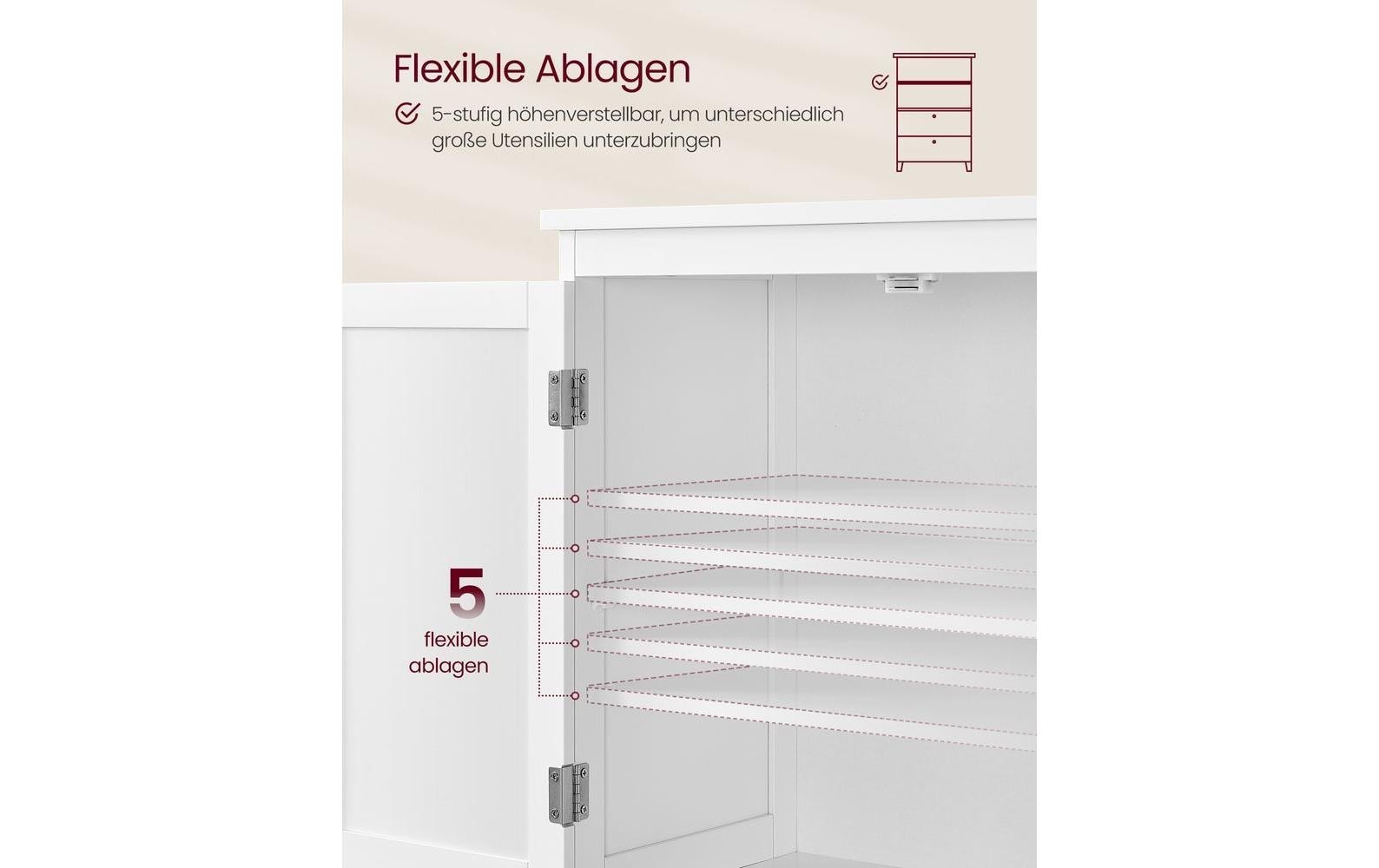 VASAGLE Vitrine »Landhausstil 60 x 110 cm Weiss«