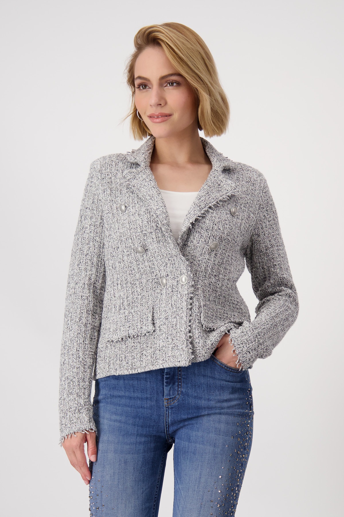 Monari Kurzblazer mit Glitzerfäden