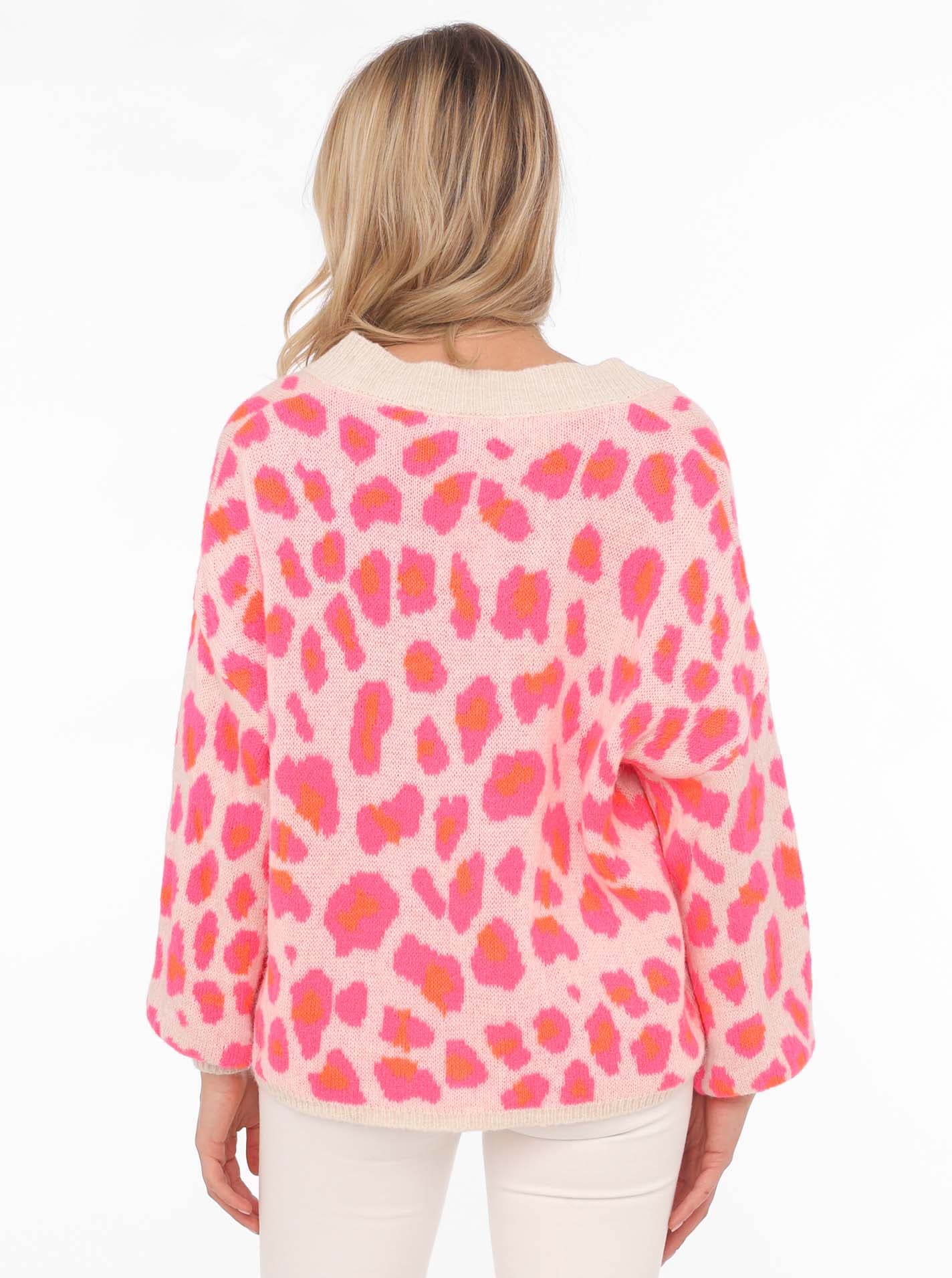 Zwillingsherz Strickjacke »"Big Leo"«, mit Knöpfen und auffallendem Leo Muster, One Size