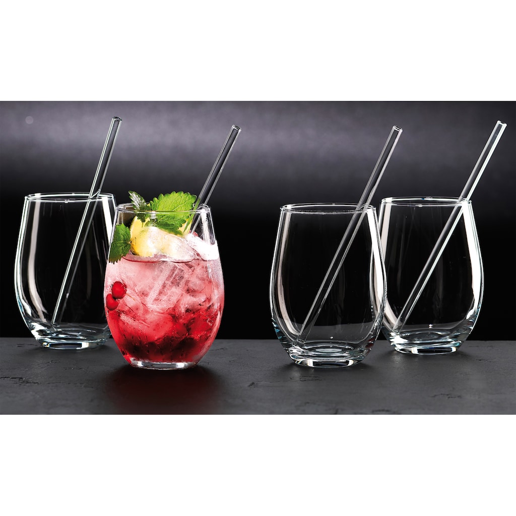 Ritzenhoff & Breker Longdrinkglas »Gin«, (Set, 8 tlg., 4 Longdrinkgläser mit Glas-Trinkhalm, je 590 ml)
