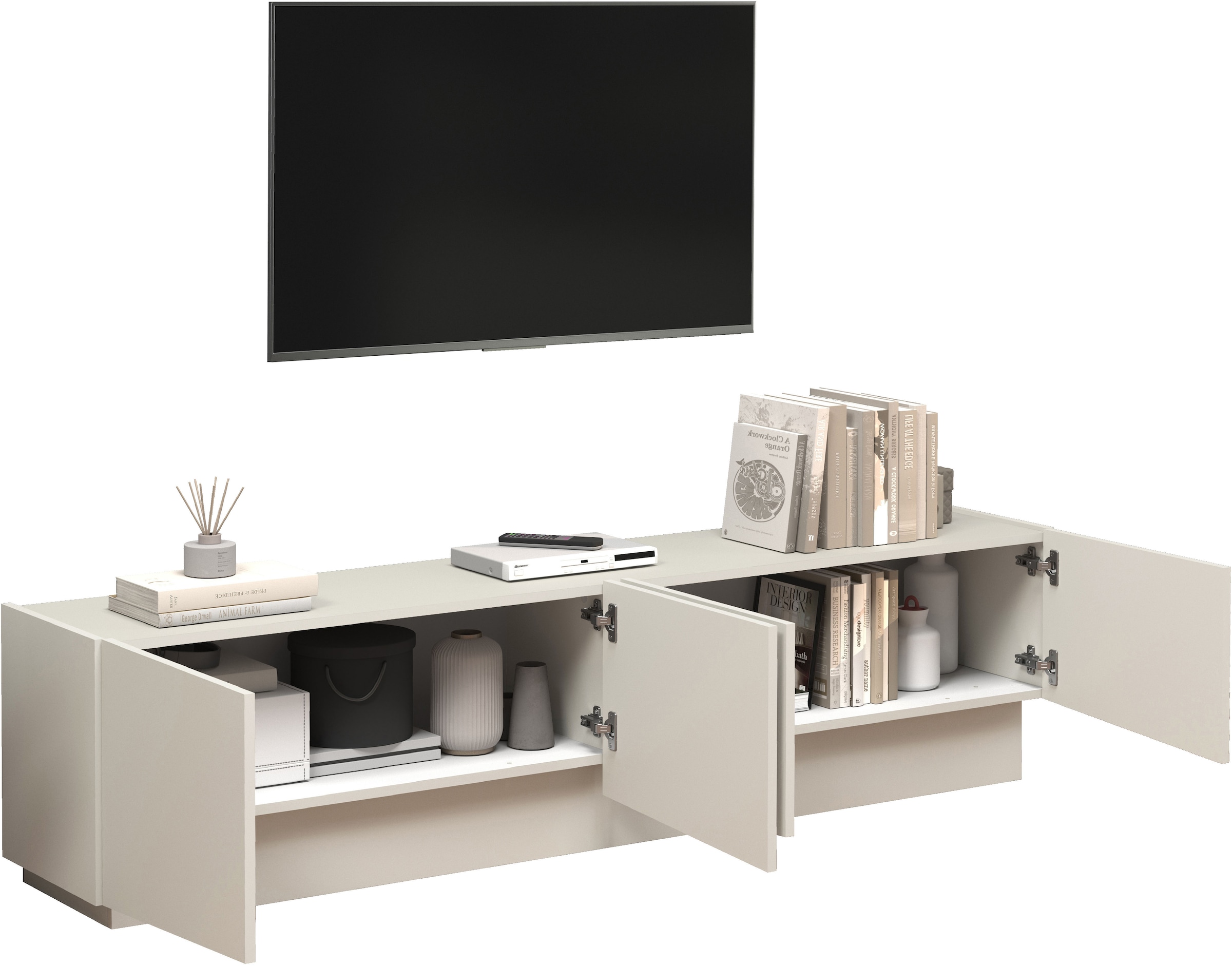 INOSIGN Lowboard »VELA, Lowboard, Breite 180 cm, Design mit schrägen Türen«, (1 St.), Made in Italy, Masse-B/T/H: 180x35x45, Lowboard, TV-Board, TV-Kommode