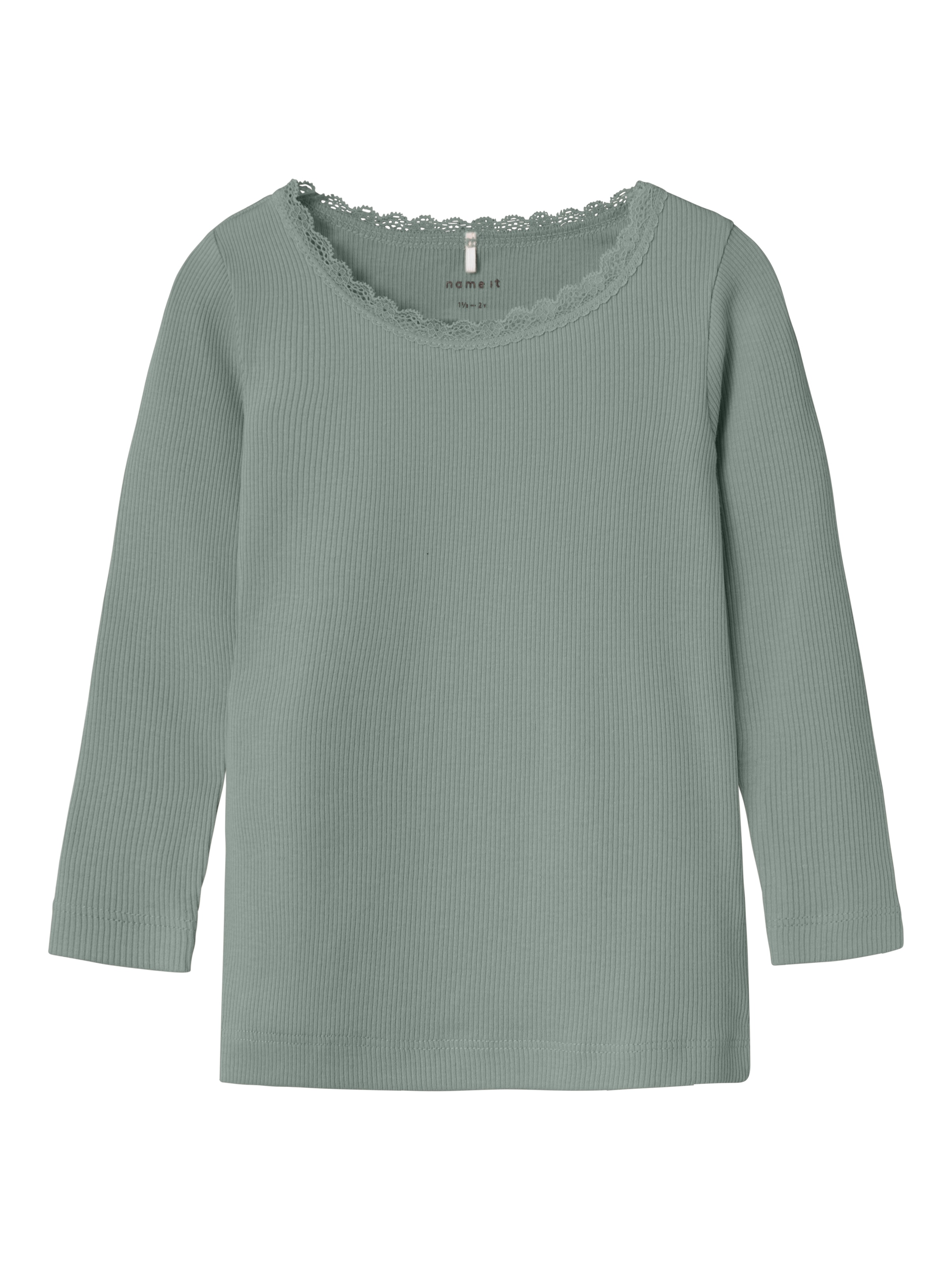 Name It Langarmshirt »NMFKAB LS TOP NOOS«, in Feinripp und mit süsser Spitzenkante am Ausschnitt