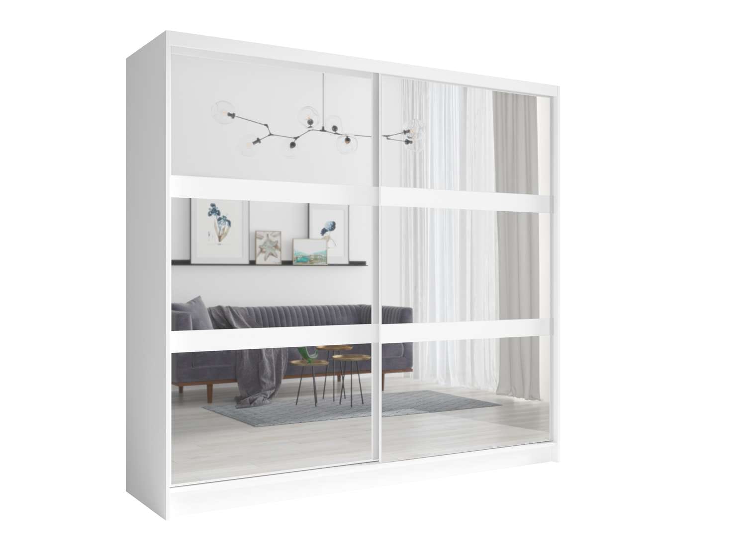 Home affaire Kleiderschrank »Greti Garderobe mit 2 Schiebetüren, Spiegel, Masse B/T/H: 180/59/209 cm«, 2-türiger Kleiderschrank mit Spiegeln, Einlegeböden und Kleiderstangen