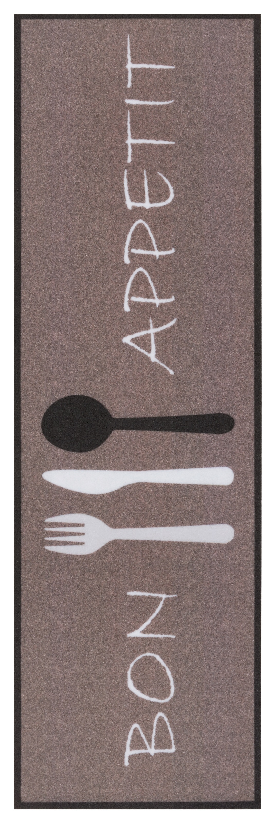 THE RUGS Cook & Clean Anti Slip Kitchen Runner Polyester Floor Rug in Taupe | Size: 50cm x 150cm