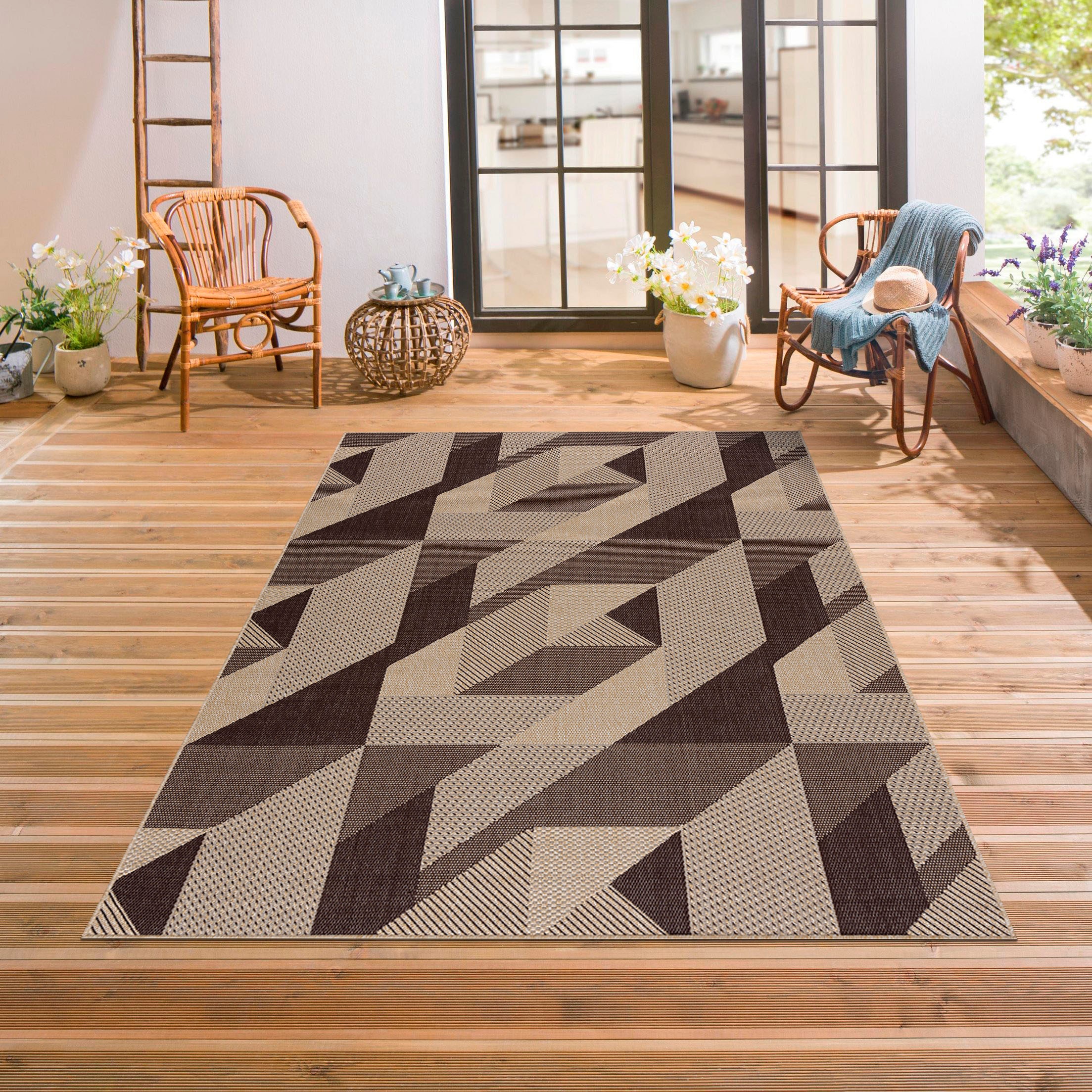 Home affaire shoppen online Teppich Muster, und mit rechteckig, Outdoor geometrischem Jelmoli-Versand »Borfin«, geeignet schmutzabweisend, | In