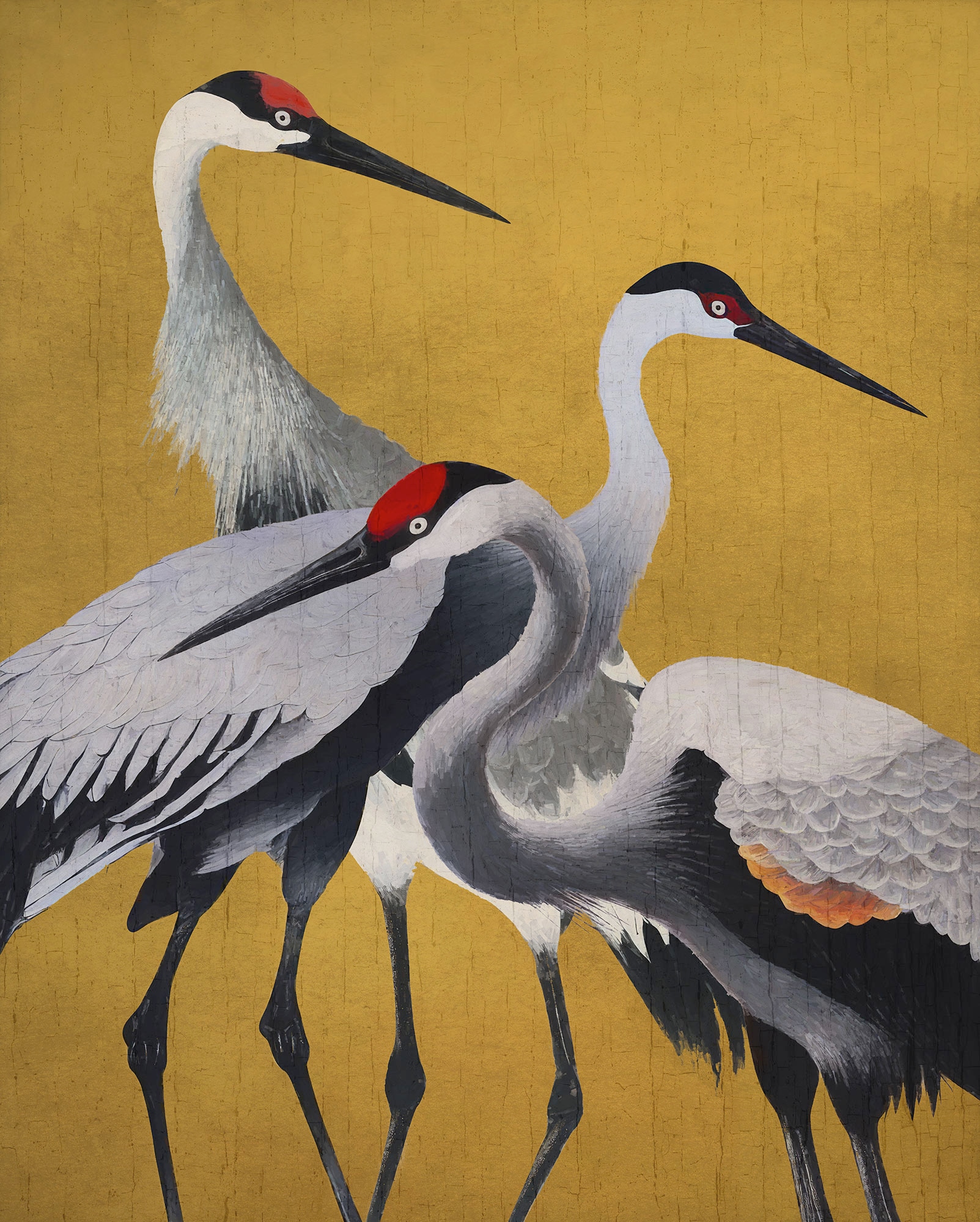 Komar Fototapete »Komar Vlies Fototapete - Yellow Cranes - Grösse 200 x 250 cm«, bedruckt