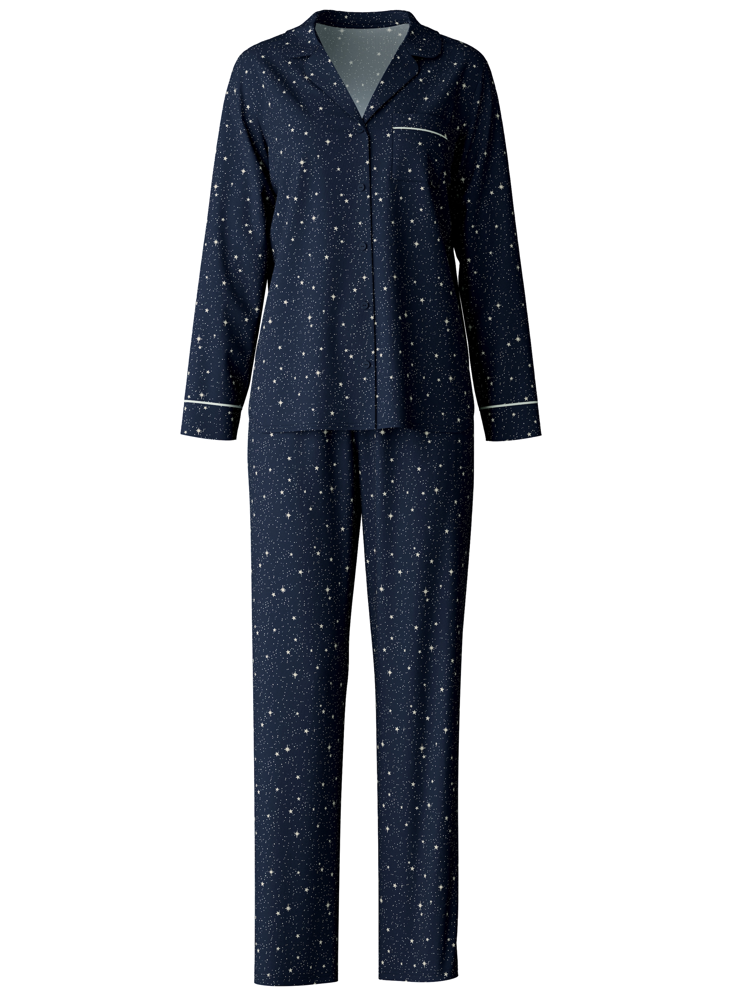 CALIDA Pyjama »Sweet Dreams«, (2 tlg.), Reverskragen, Knopfleiste, Pure Cotton, Interlock-Qualität, weich
