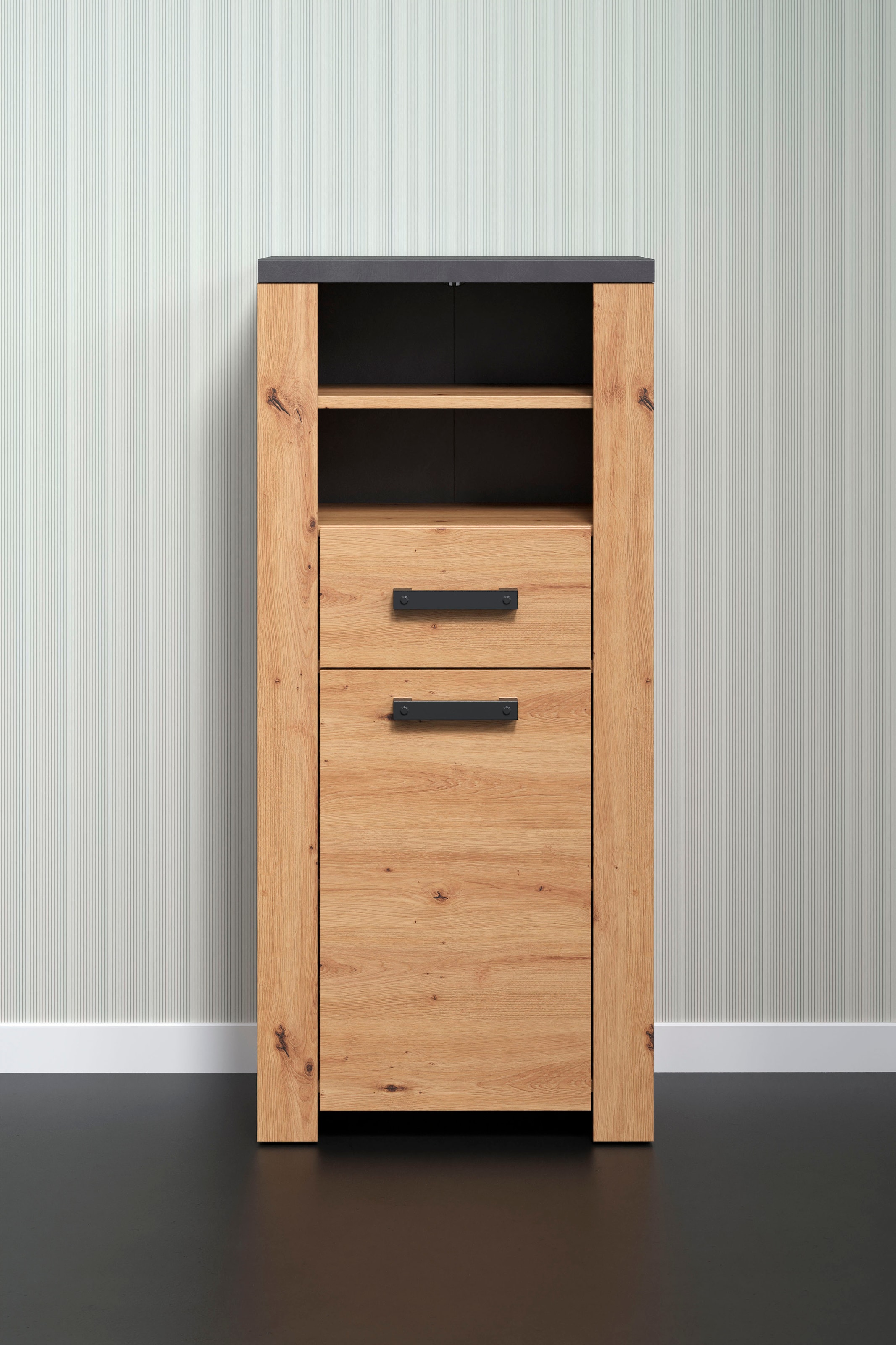 Home affaire Midischrank »Ambres«, (1 St.), Badschrank in matter Echtholzoptik - Masse (B/T/H) 53/35/118 cm