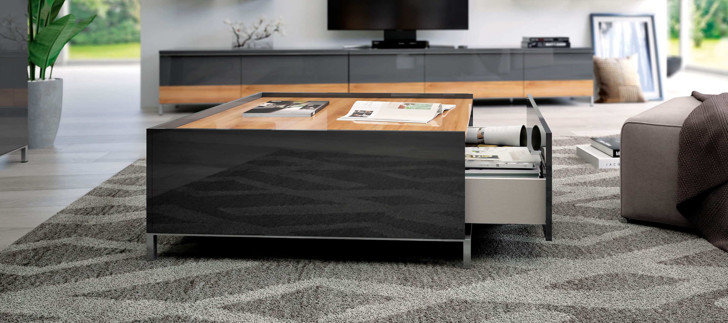 Places of Style Couchtisch »Onyx«, hochwertig UV lackiert, mit Stauraum